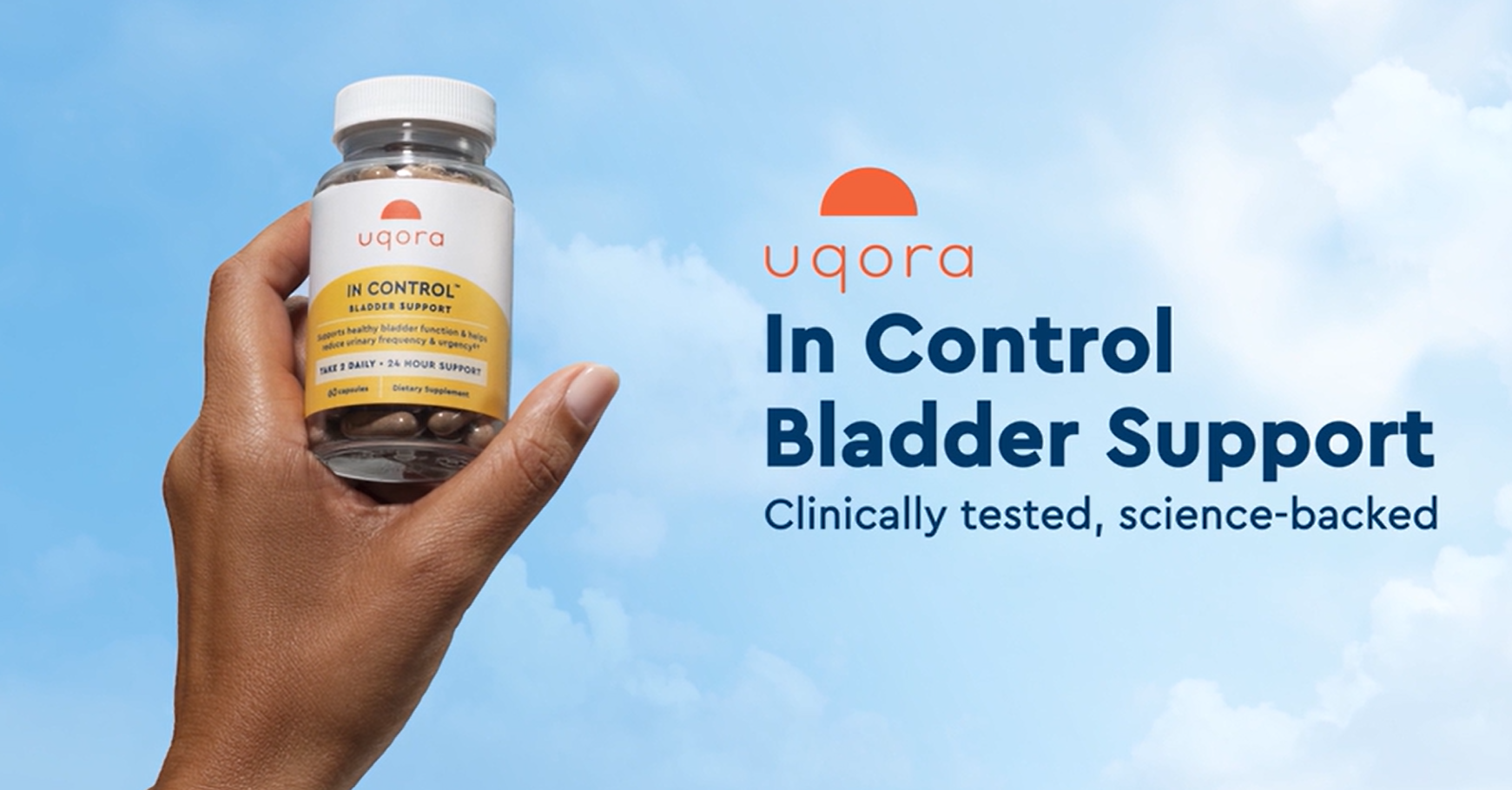 thumbnail video image 2 of Uqora in Control Bladder Support - Daily Bladder Care & Support for Urinary Comfort - Made with botanicals, Like Horsetail & Spicebush - Gluten-Free & Vegetarian - 60 Capsules, 2 of 8