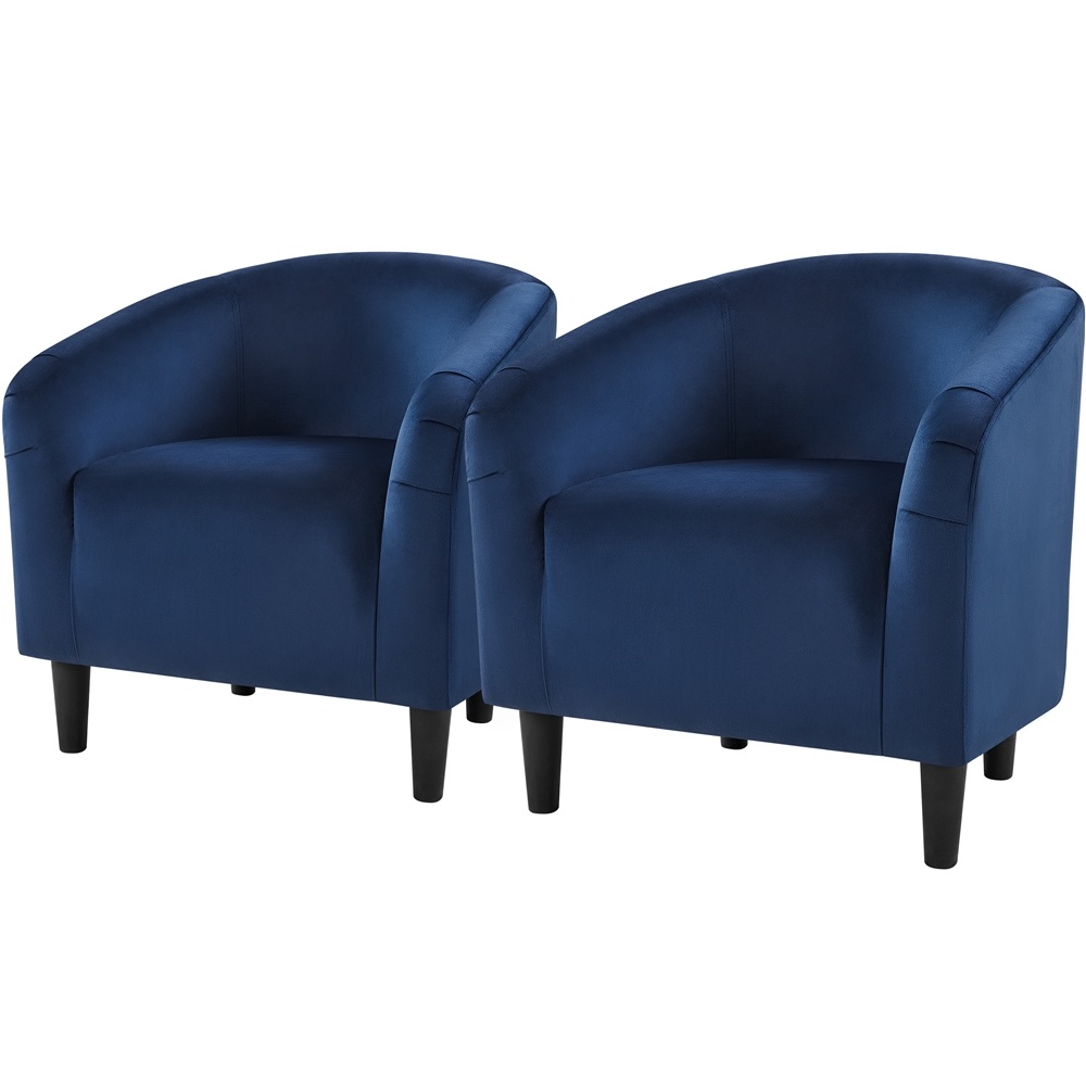 thumbnail video image 2 of Renwick Modern Upholstered Tub Chair, Set of 2, Navy Blue Velvet, 2 of 11