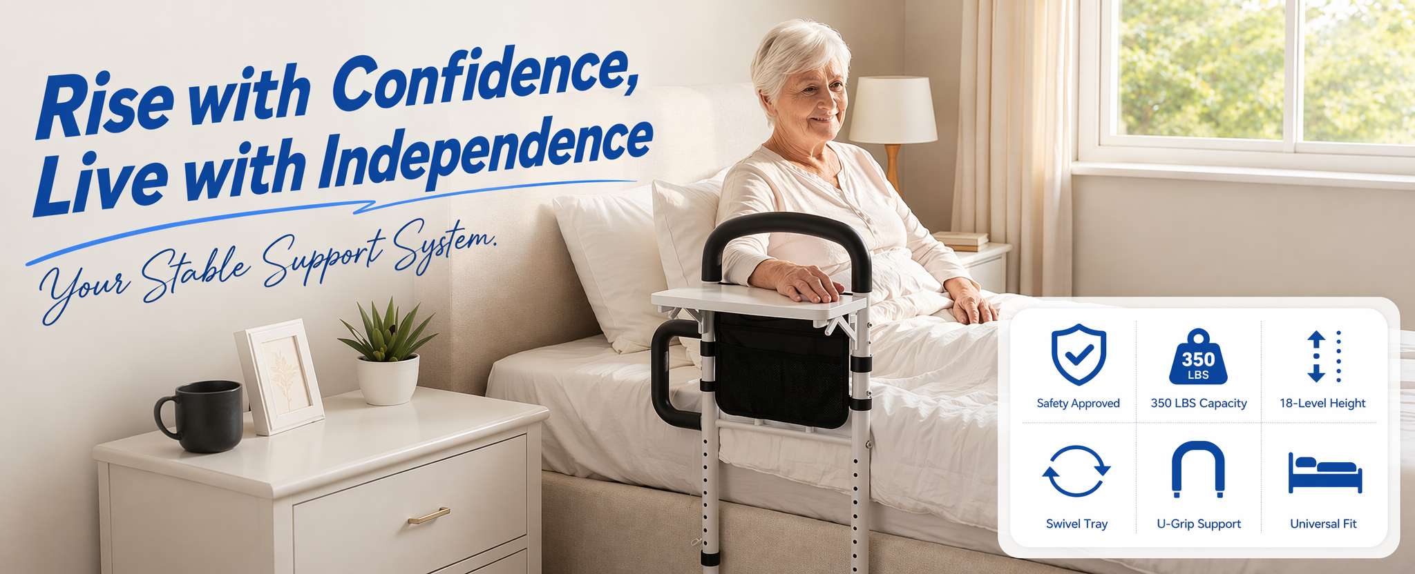 Bed Rails for Seniors Safety Guard with Side Table, Bed Assist Rail for ...