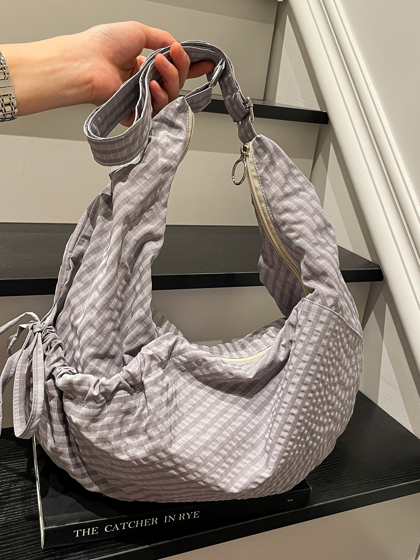 thumbnail video image 2 of SPEKSEE Lazy Style Shoulder Crossbody Bag with Ruffle Designs Large Capacity Canvas Bag for Work Shopping Travel College, 2 of 19