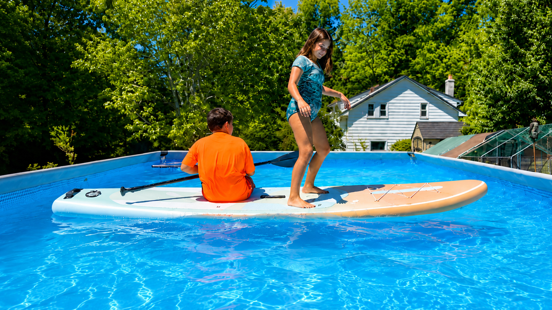 thumbnail video image 2 of Quashley 11' x 34" Wide Inflatable Paddle Board SUP with Accessories, 2 of 8