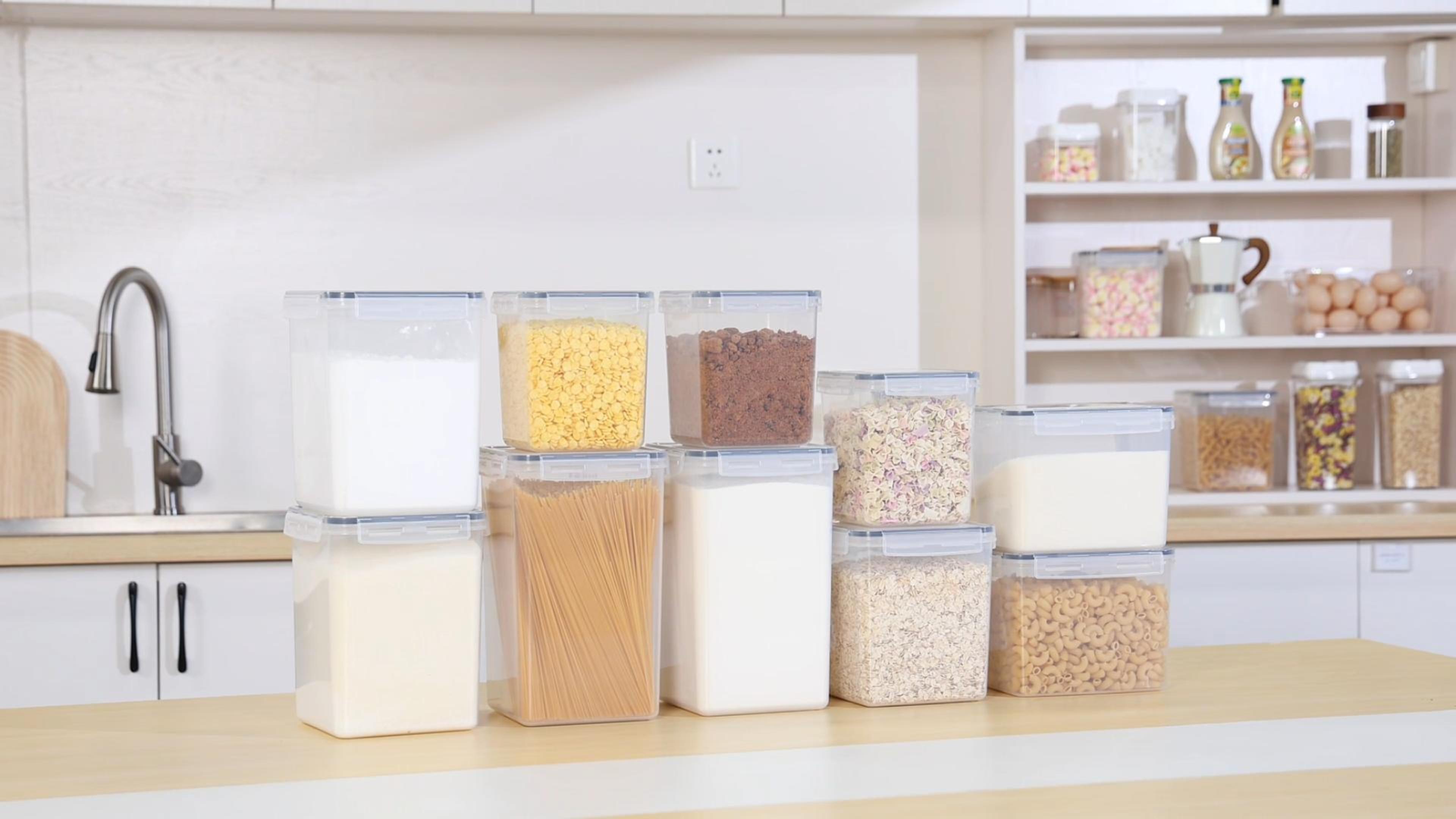 thumbnail video image 2 of Sindcom Airtight Storage Canisters for Flour, Sugar, 2 Pcs Large Food Storage Containers, 6.5L /219.79fl oz, 2 of 7