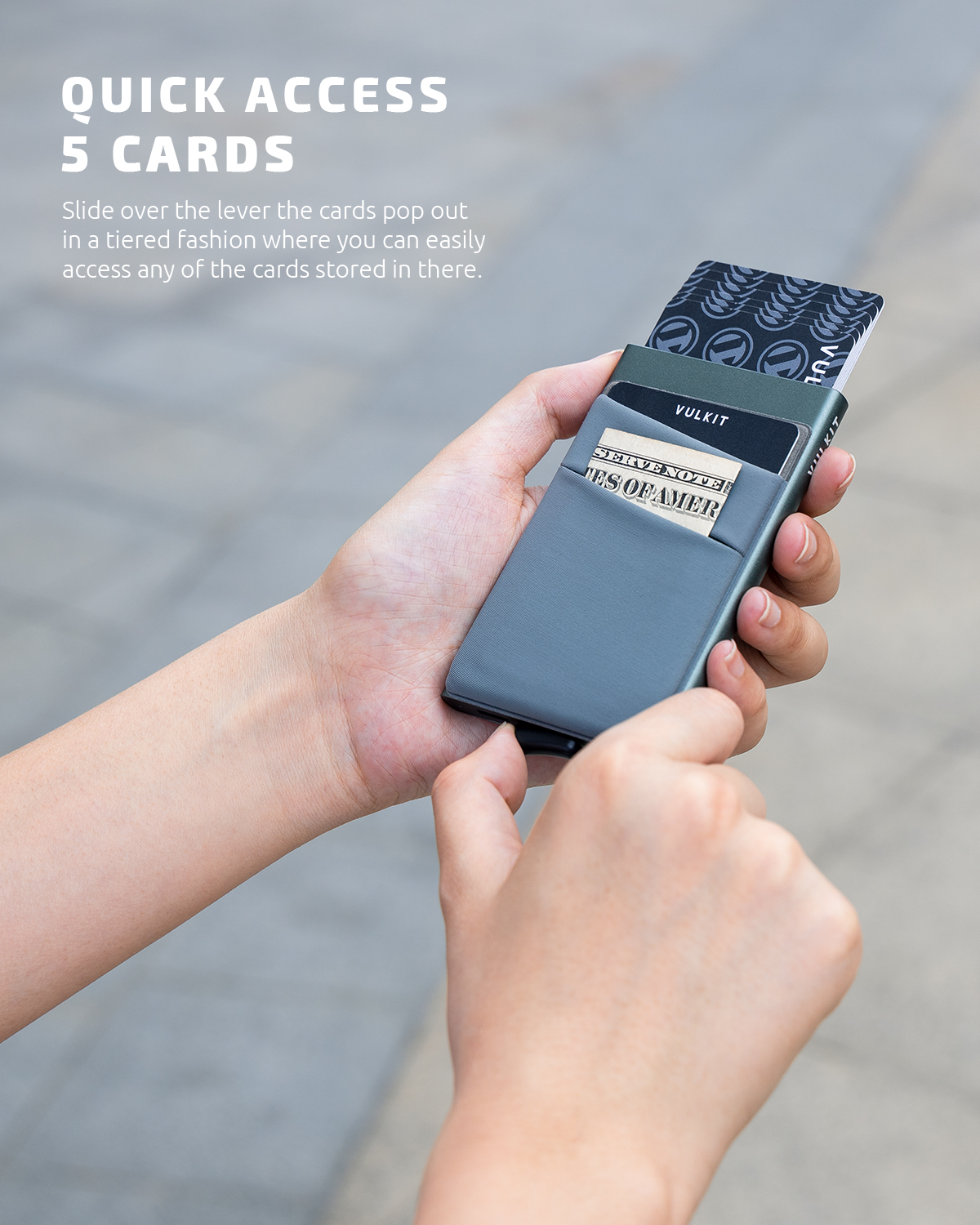 thumbnail video image 2 of VULKIT Pop Up RFID Blocking Card Holder Elastic Cloth Slot Cash & Coins-VC104 Blue, 2 of 6