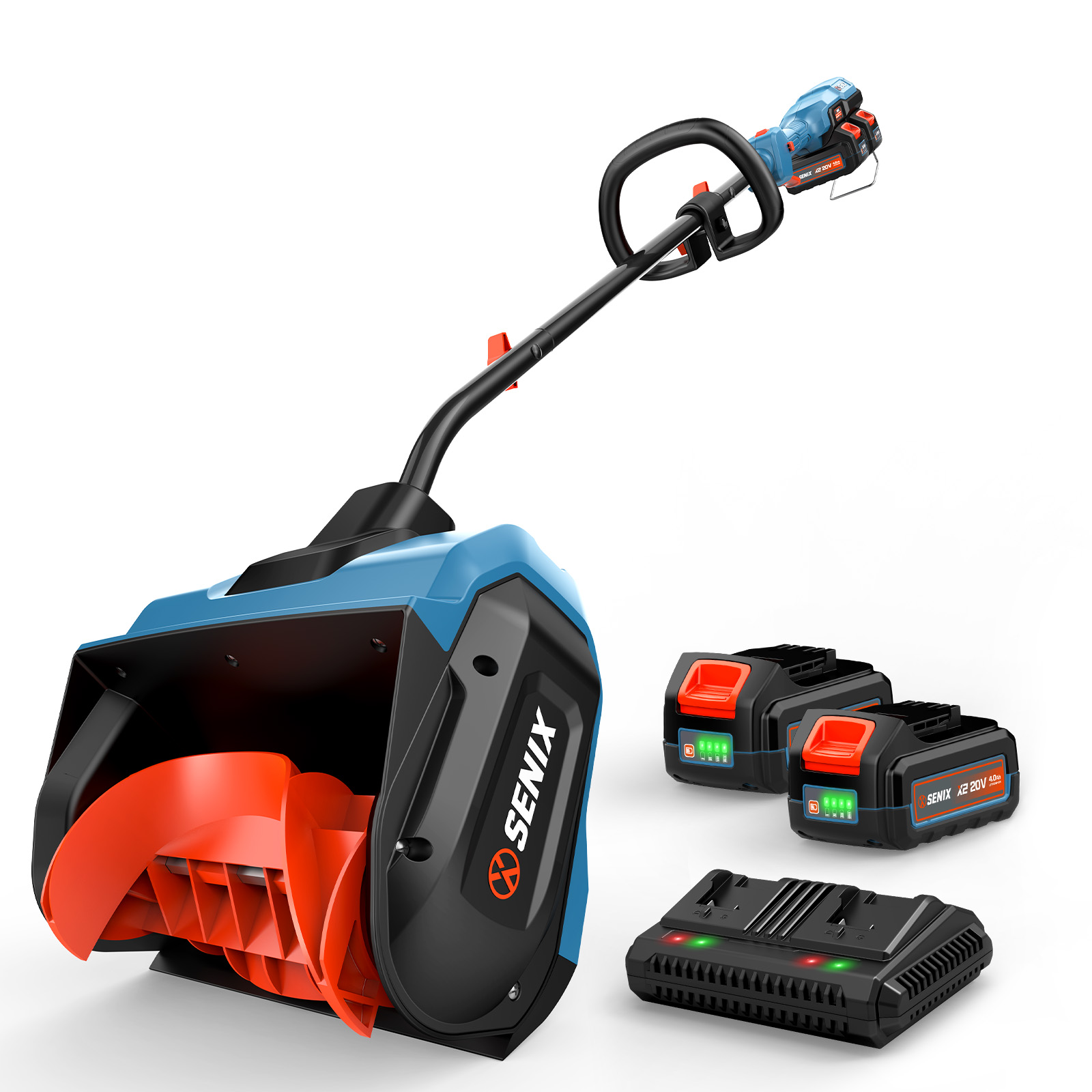 thumbnail video image 2 of SENIX 13-Inch Cordless Snow Shovel & Battery Snow Blower with 2 Battery,2-Speed Mode,6.0Ah Dual Port Charger,Electric Shovel for Driveway,Sidewalk, 2 of 13