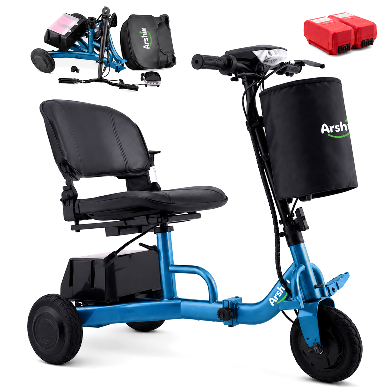 thumbnail video image 2 of Upgrade Mobility Scooter Lightweight Foldable,All Terrain Mobility Scooters for Seniors & Adults,Arshin 300lbs Electric Wheelchair Strong Device for Travel,2 Batteries,Variable Speed, 2 of 8