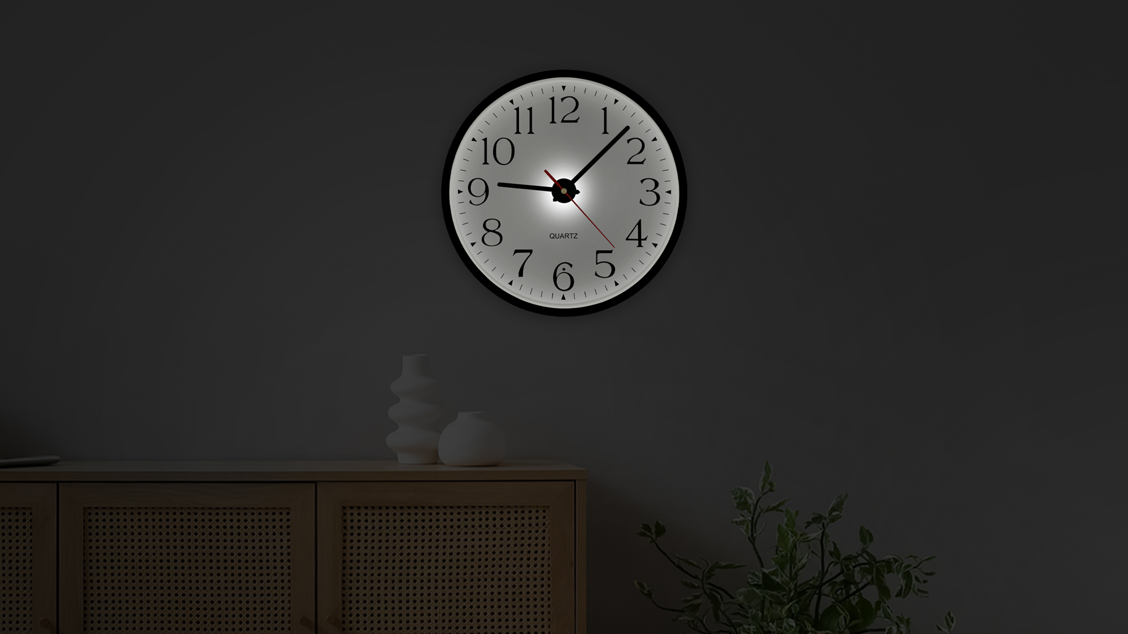 thumbnail video image 2 of JoFomp Night Light Wall Clocks Battery Operated, 12 Inch Silent LED Light Up Wall Clocks for Living Room Decor, Modern Wall Clock for Bedroom Night Glow, Illuminated Clock with Auto-Dimming/USB Cable, 2 of 8