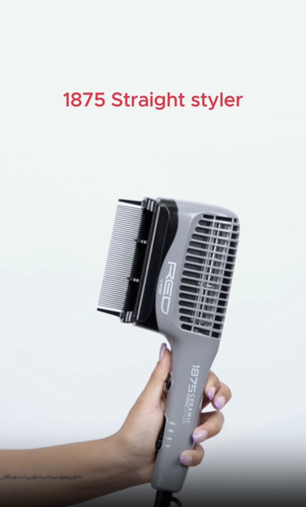 thumbnail video image 2 of RED by KISS 1875 Ceramic Ionic Hair Styler with Detangler Pik, Professional Quick Blow Dry Comb, 4 Heat/Speed Settings, Cool Shot Button, Ideal for Curling & Straightening, 2 of 10
