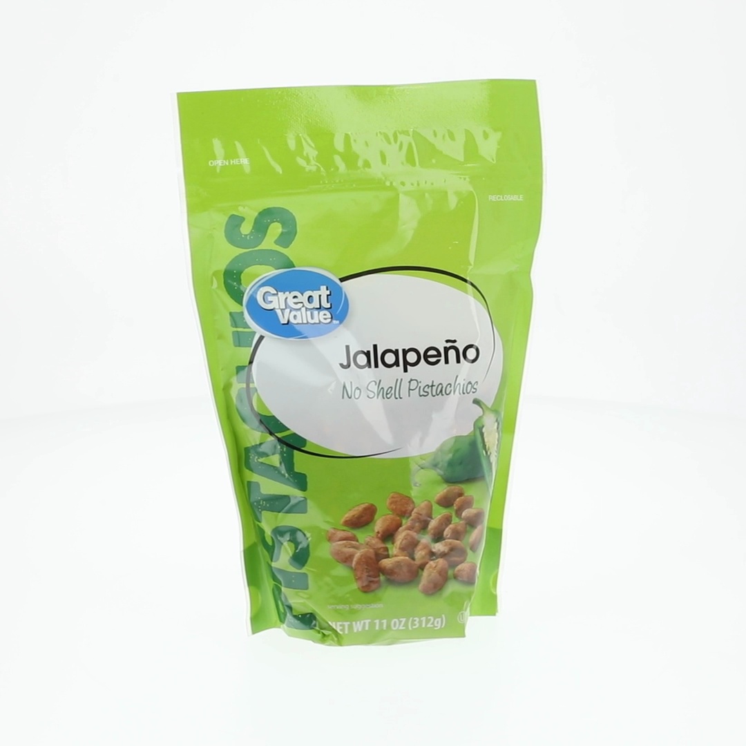 Great Value Jalapeno Pistachios 11 oz Resealable Bag Spicy Zesty
