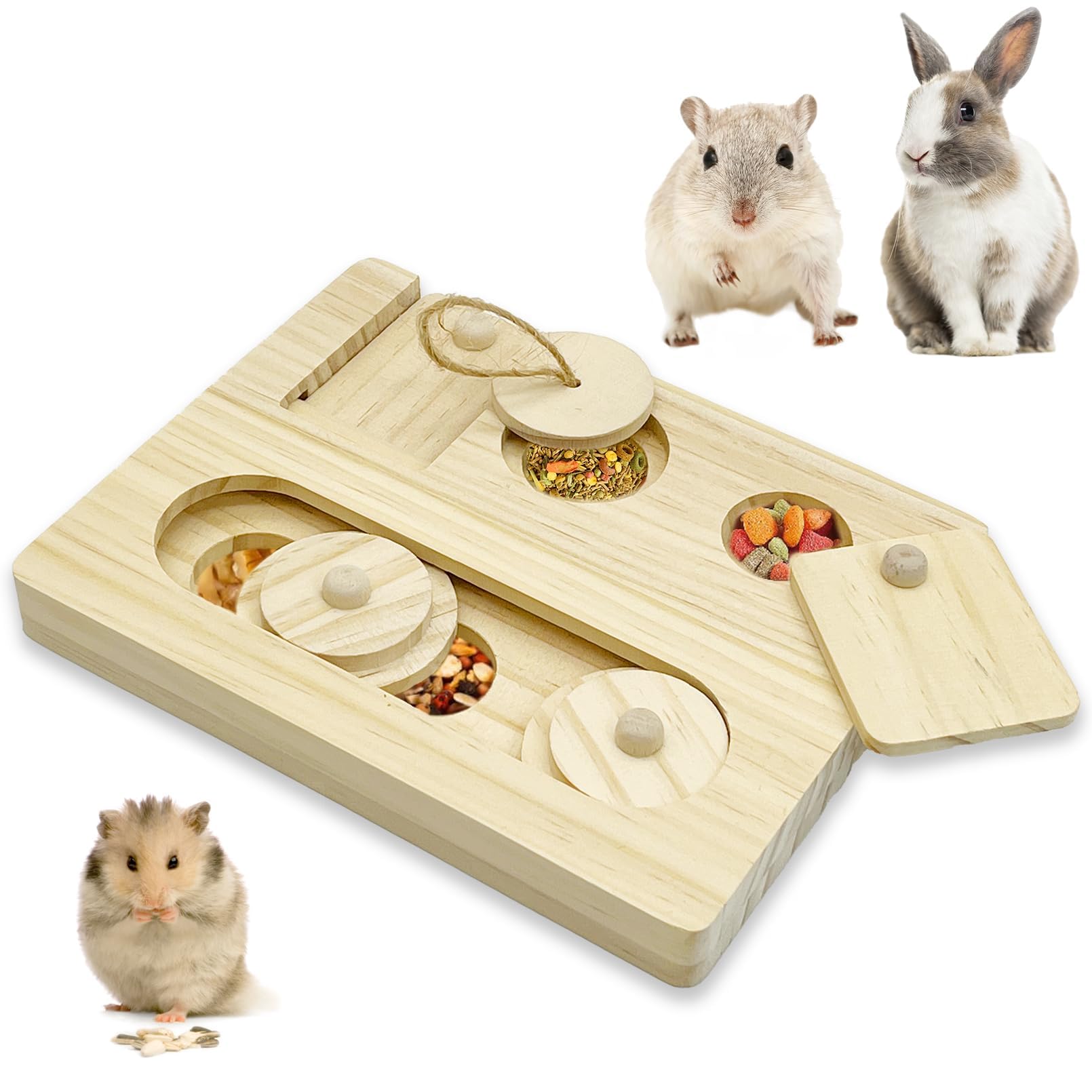 thumbnail video image 2 of Bunny Puzzle Toy,Interactive Foraging Game for Rabbits,Guinea Pigs,Hamsters,and Chinchillas – Reduces Boredom and Promotes Mental Stimulation and Problem-Solving, 2 of 11