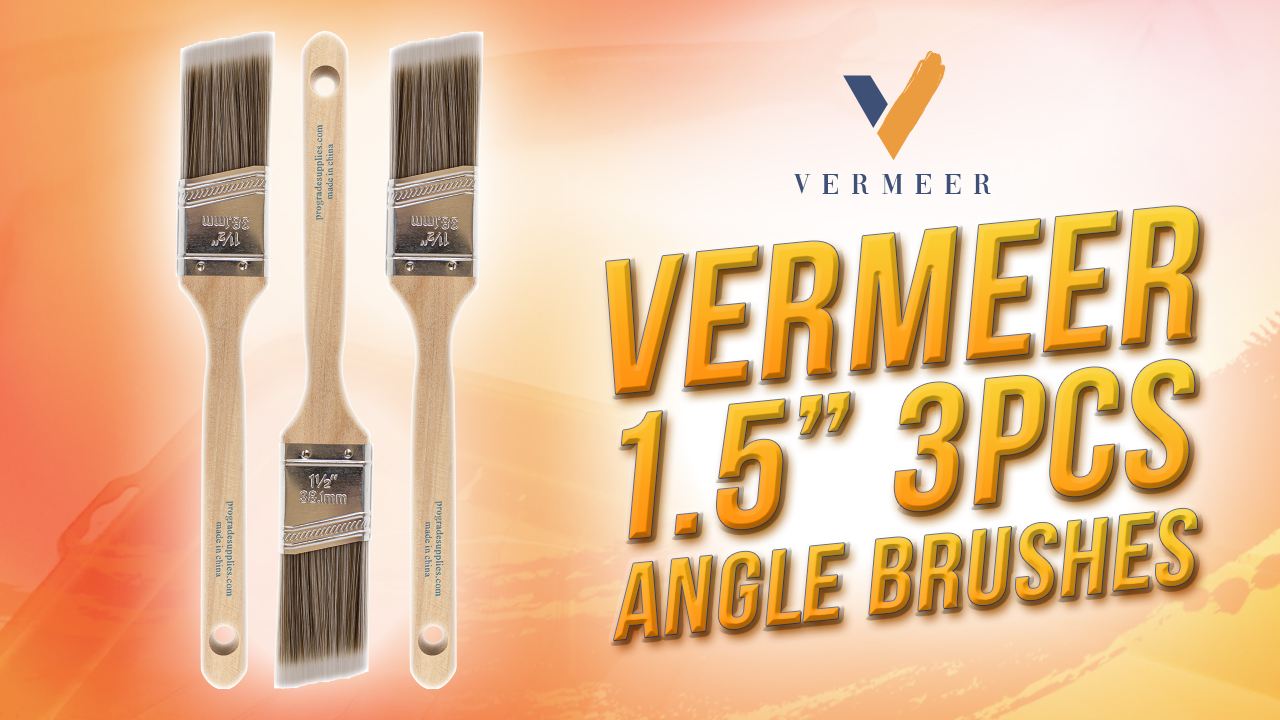 thumbnail video image 2 of Vermeer Paint Brush Set - 3-Pack - 1.5" Angle Brushes for All Latex and Oil Paints & Stains, 2 of 8