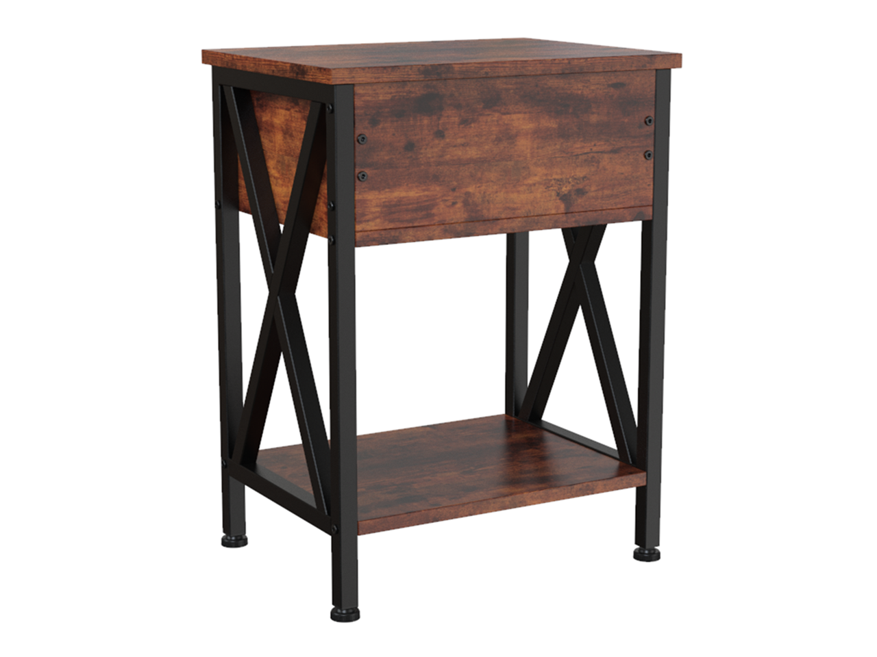 ZenStyle Set of 2 End Tables with Drawer, Shelf, X-Design Frame