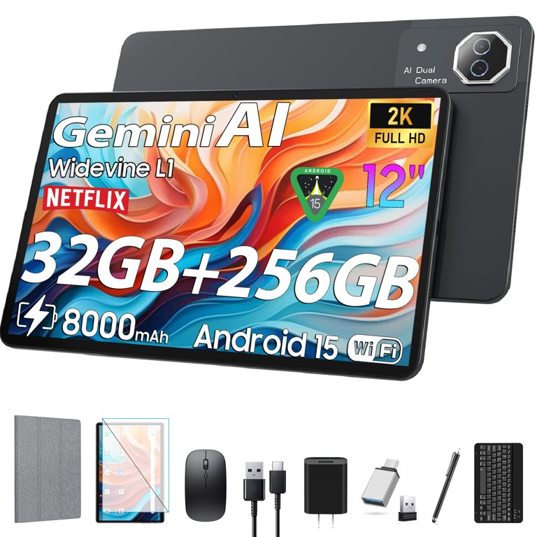 12inch Android 15 Tablet with 256GB ROM+16GB RAM,Helio G99,Octa 