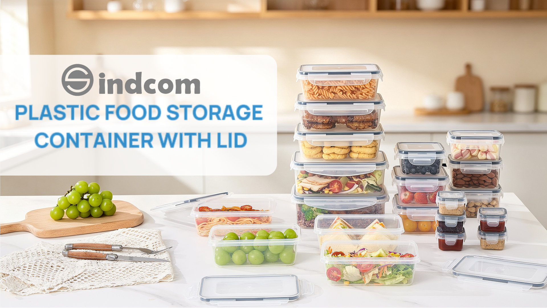 thumbnail video image 2 of Sindcom 15 Pack Plastic Food Storage Containers Set, Large Capacity Meal Prep Containers, BPA-Free, Microwave Freezer Safe, Black, 2 of 8