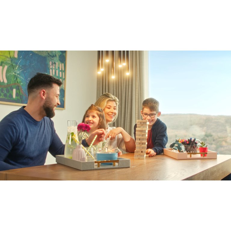 Acacia Wood Serving Tray With Silver Stainless Steel Metal