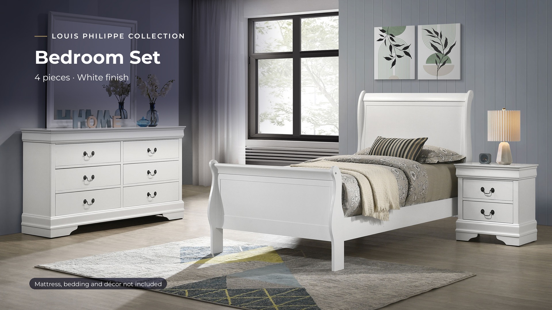 thumbnail video image 2 of Coaster Louis Philippe 4-Piece Twin Bedroom Set, White, 2 of 18