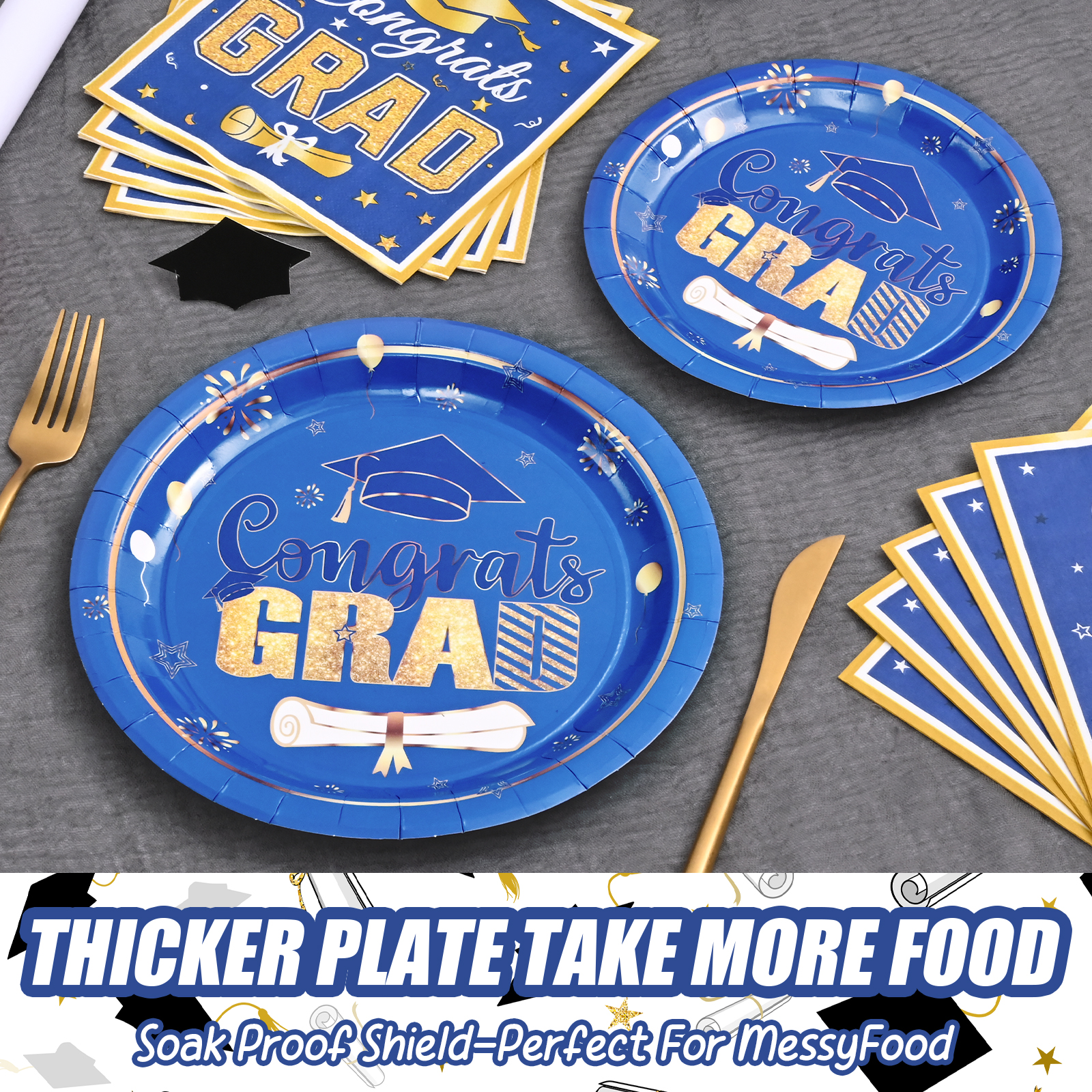 DAZLUTE 200pcs Graduation Paper Plates and Napkins 2026 Party Supplies ...