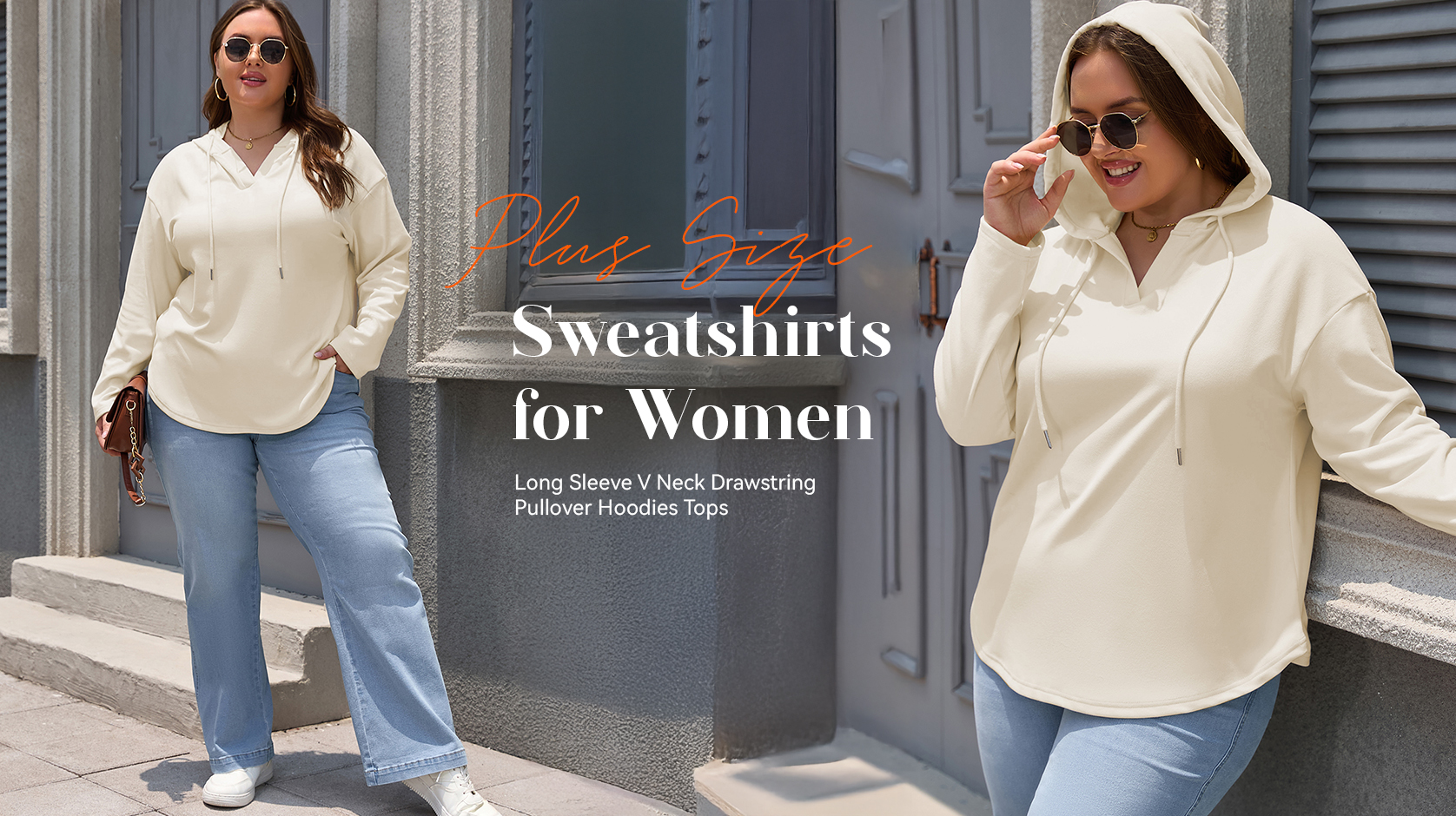 thumbnail video image 2 of SHEWIN Sweatshirt for Women Plus Size Hooded Sweatshirts Fleece Sweatshirt V Neck Drawstring Long Sleeve Hoodie Pullover Tops for Fall 2025 Brown 2X, 2 of 9