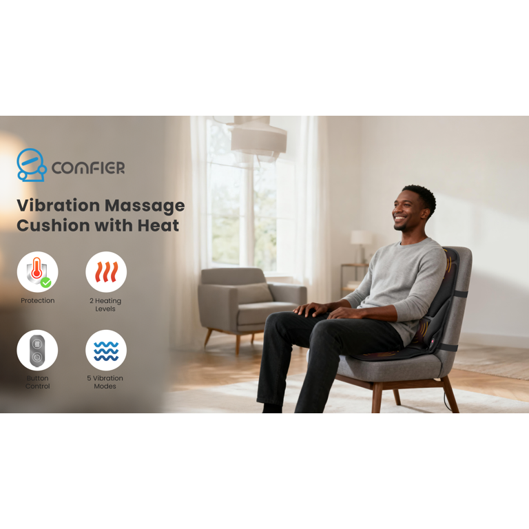 vibrating massage cushion Mynt Back Massager Seat Cushion Massager with Heat, 8 Vibration Massag –  HelloMynt