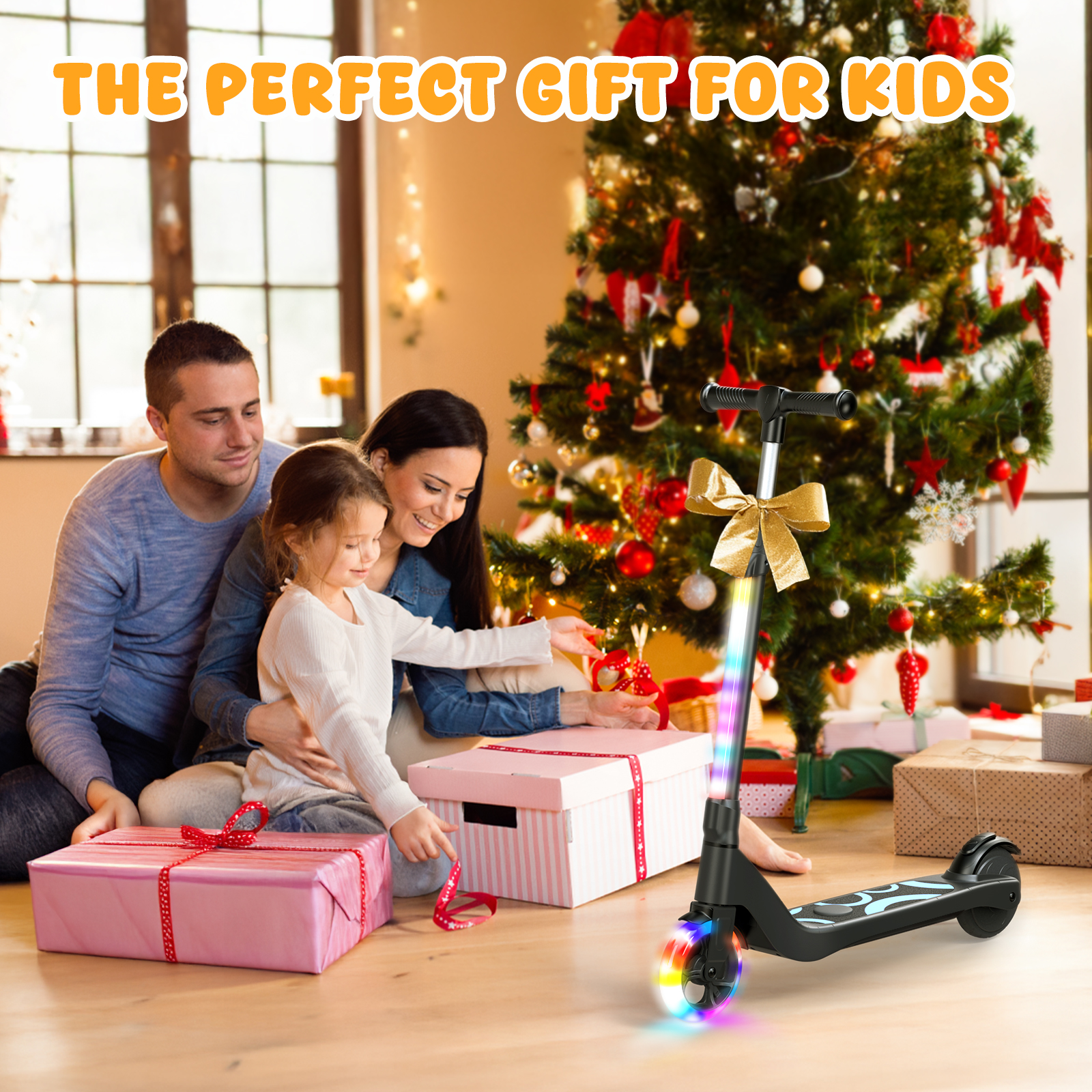 thumbnail video image 2 of Electric Scooter for Kids – 6 MPH Top Speed, Up to 5 Miles Range, 5.3" Solid Tires & Front Light – Adjustable Height Kick Scooter for Ages 6-12, 2 of 7