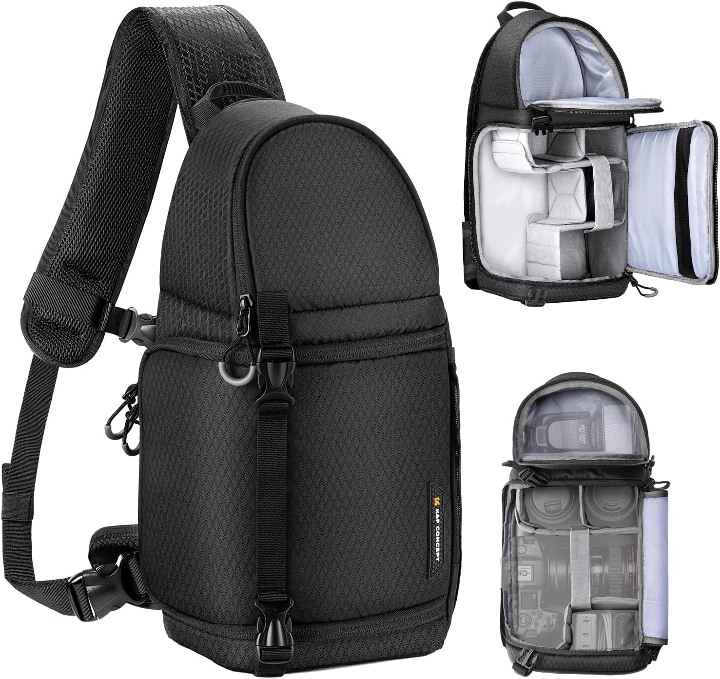 thumbnail video image 2 of K&F Concept Camera Sling Bag, Waterproof Crossbody Bag Camera Shoulder Backpack DSLR/SLR Camera Case Photography Bags, 2 of 10