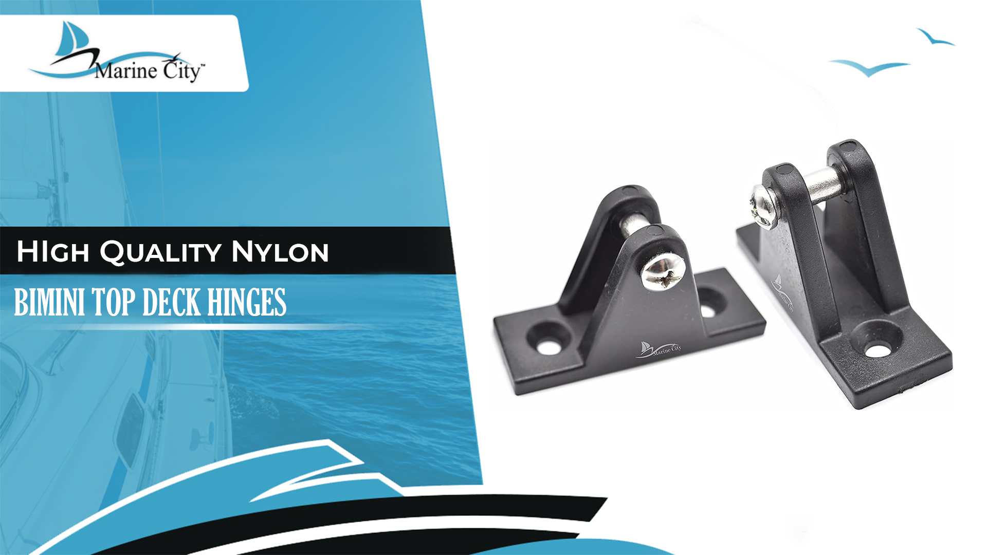 thumbnail video image 2 of MARINE CITY Bimini Top Deck Hinges, Stainless Steel, Corrosion & Water-Resistant, 2-1/2" Length x 13/16" Width, Fits 1/4" Bolts, for Boats, Yachts, Ships, RVs 2 Pack, 2 of 8