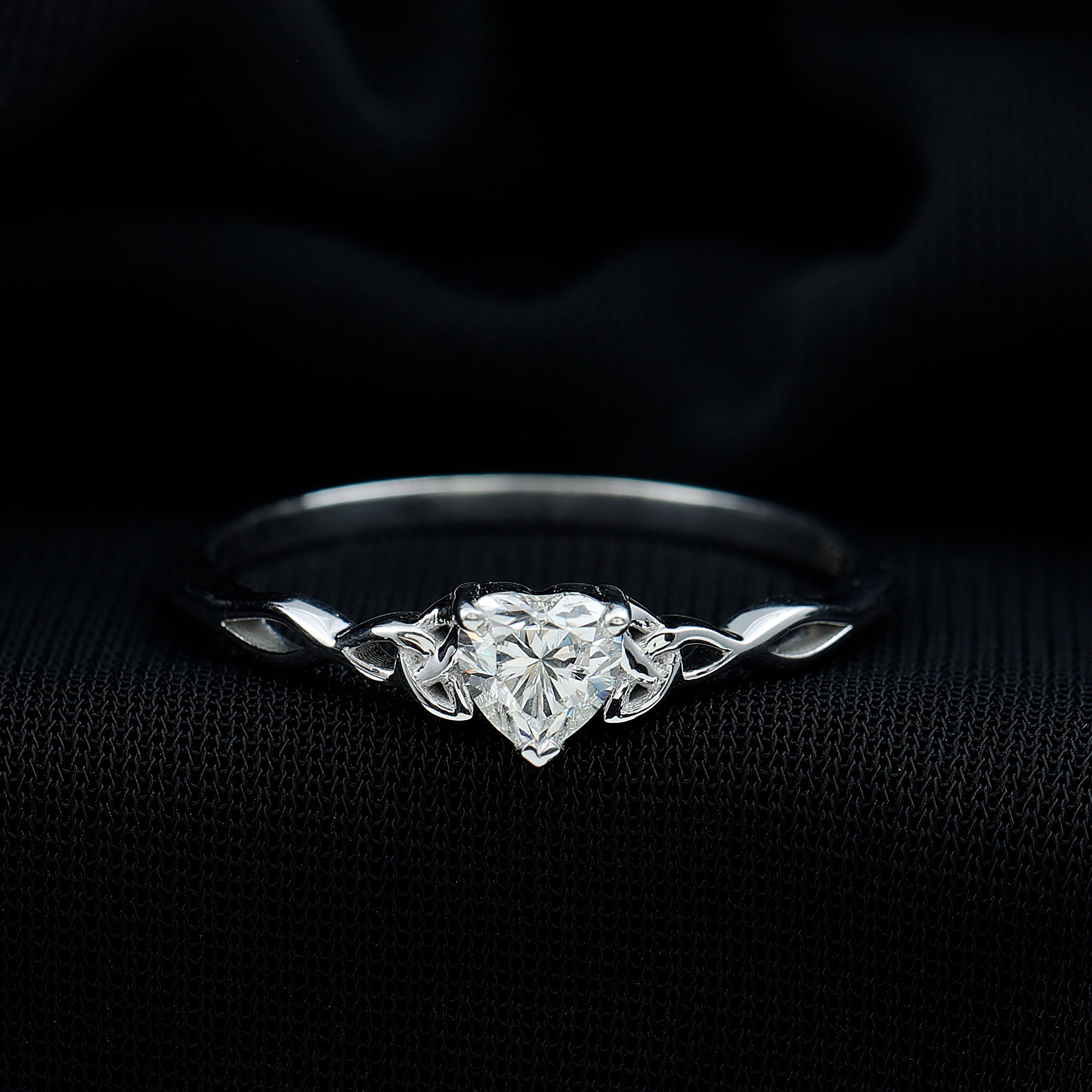 thumbnail video image 2 of Rosec Jewels Moissanite Heart Shaped Engagement Ring for Women - Celtic Knot Ring (5 mm, Half Carat, D-VS1 Quality Certified), 925 Sterling Silver, US 4.00, 2 of 7