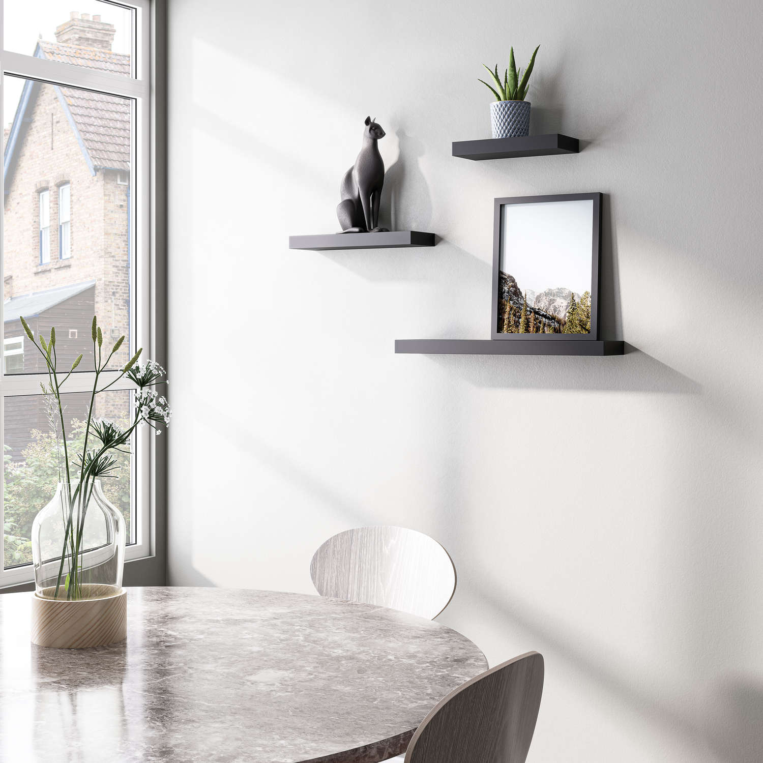 thumbnail video image 2 of Ballucci Contemporary Floating Wall Shelves, Set of 3 Wood Wall Shelves, 12", 16", 24", White, 2 of 8