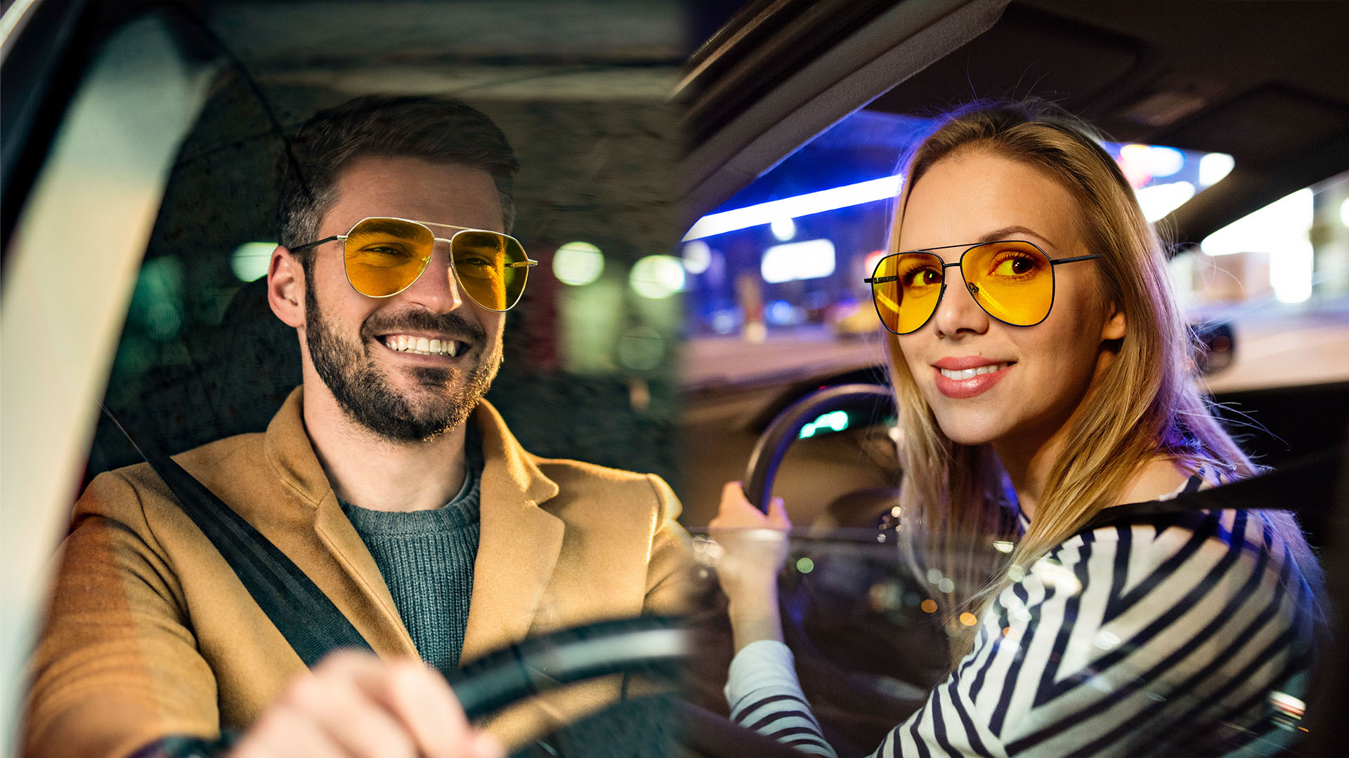 thumbnail video image 2 of KANASTAL Night Vision Glasses for Men Women Classic Military Astigmatism, Anti Reflective Anti Glare Night Driving Glasses Yellow Tinted Lens Metal Black Frame, 2 of 7