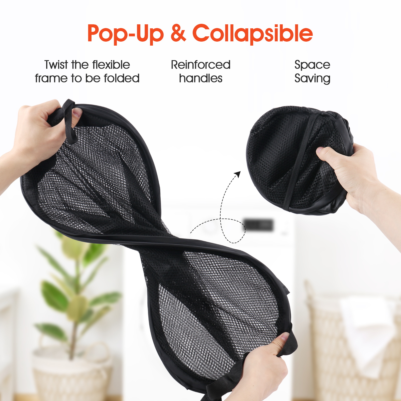 thumbnail video image 2 of MADIKA 2 Pack Heavy-Duty Pop-Up Mesh Laundry Hamper with Handle, Portable Collapsible Laundry Basket with Side Pocket, Breathable Black, 74L, 2 of 8