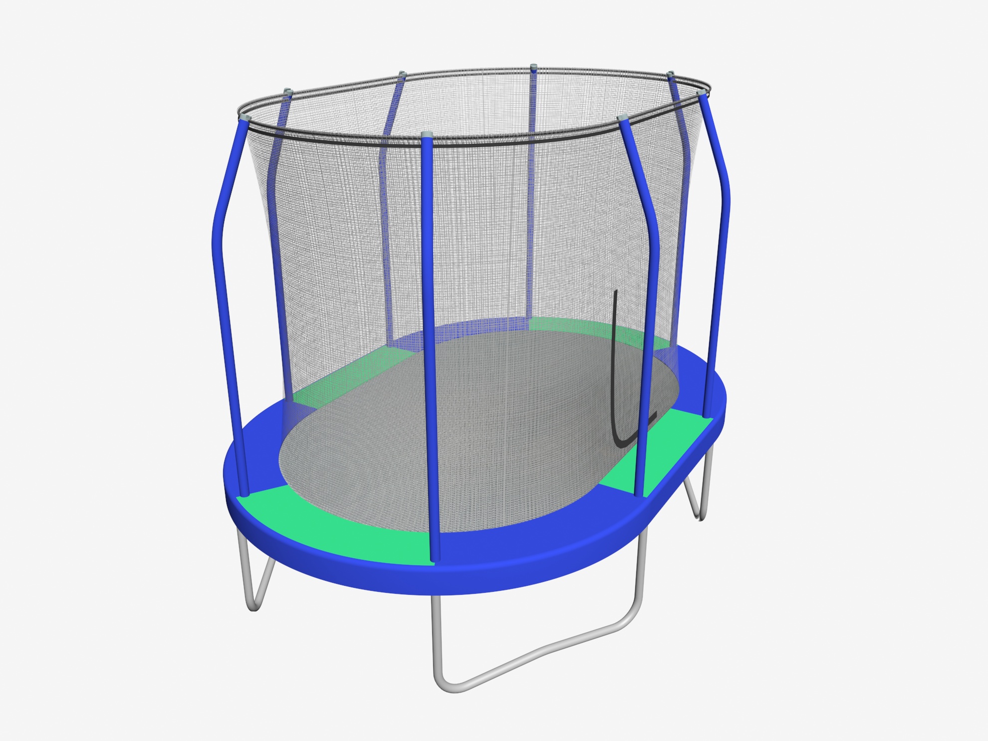 JumpKing Oval 8' x 11.5' Trampoline, with Enclosure, Blue