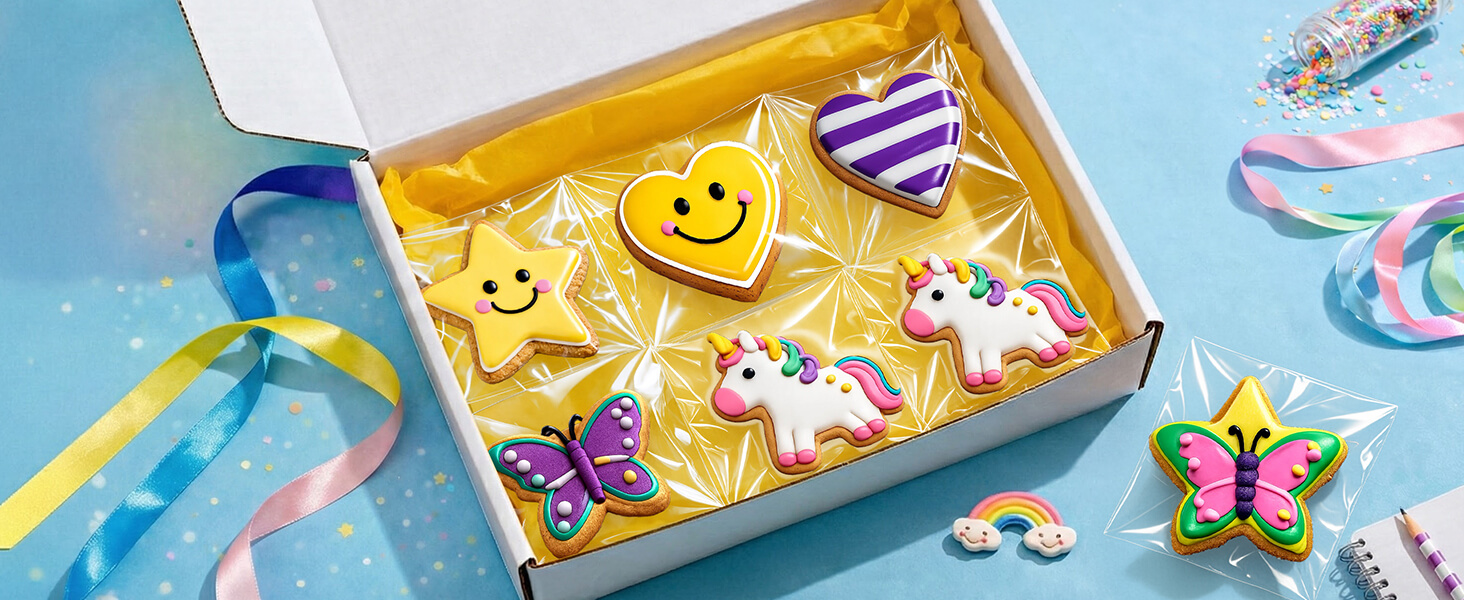 thumbnail video image 2 of Piokio 350 Pcs Clear Cellophane Bags 4 x 6 inch Self-adhesive Biscuit Self Sealing Cookie Bags Plastic Packaging Bags for Party Cookie Small Present, 2 of 8