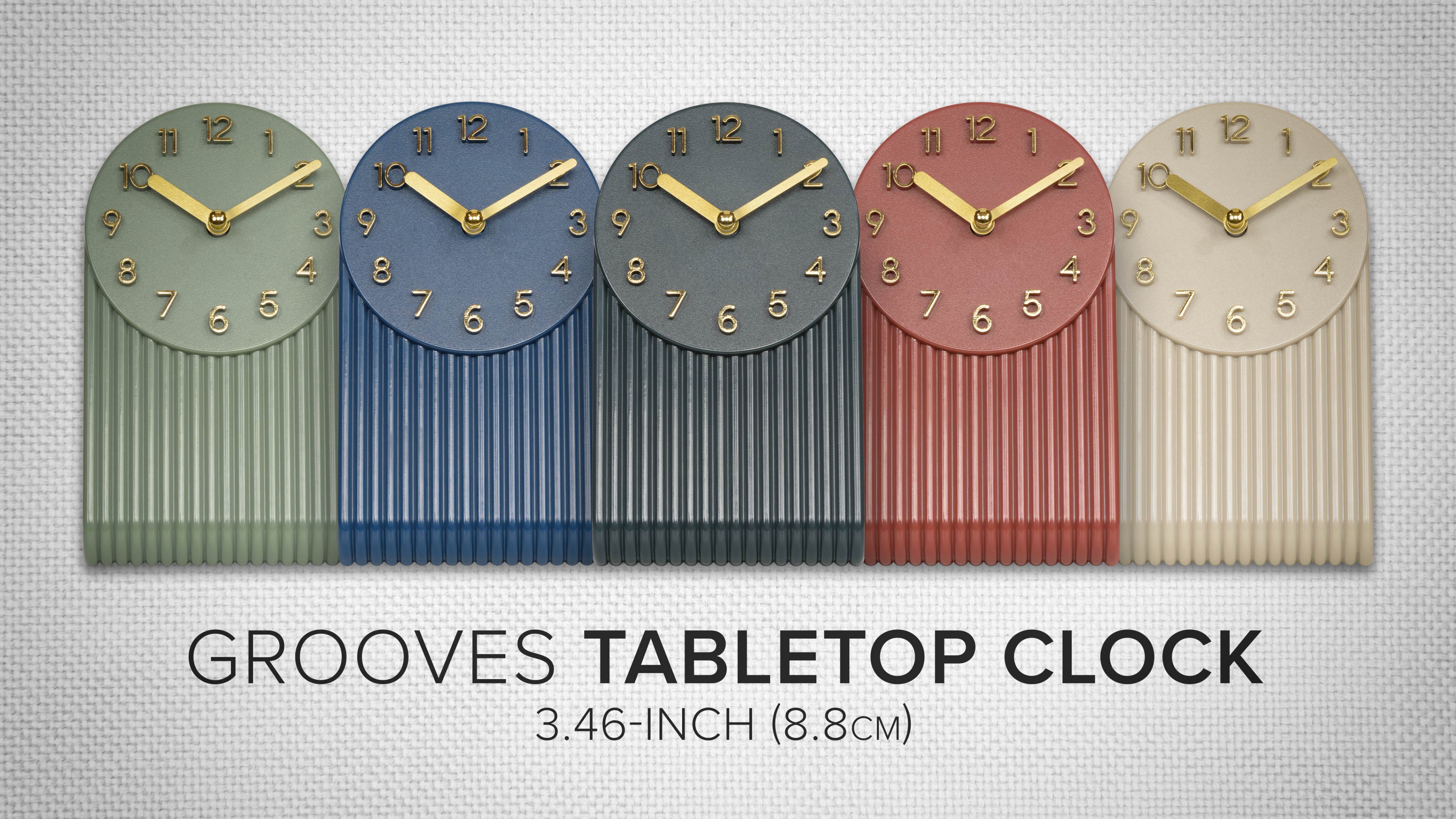 thumbnail video image 2 of La Crosse Clock Grooves Soft White Quartz Analog Tabletop Clock, 437-3015SW, 2 of 8