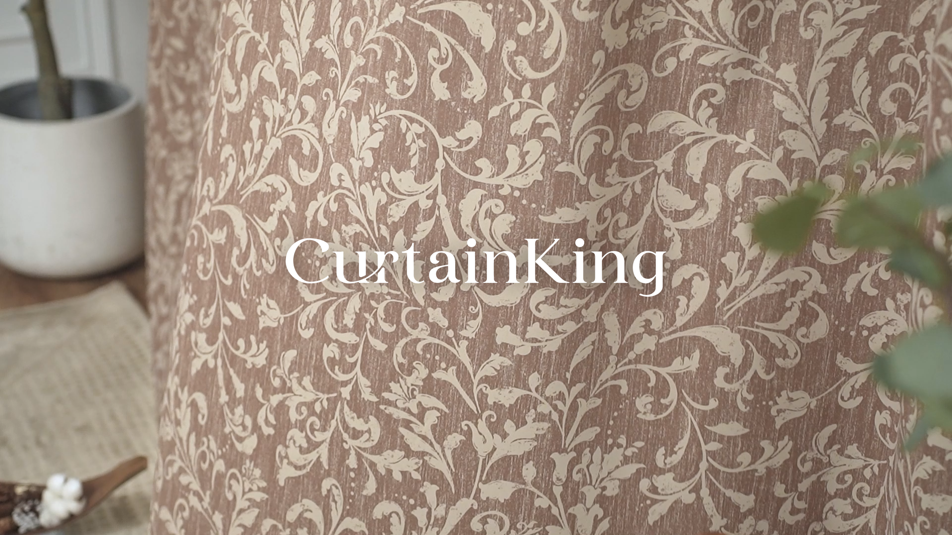 thumbnail video image 2 of Curtainking Blackout Curtains for Bedroom Thermal Curtains Floral Patterned Living Room Vintage Country Curtain 84 inch Long 2 Panels Taupe on Beige, 2 of 10