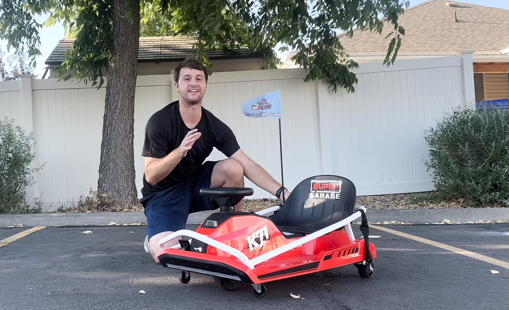 thumbnail video image 2 of KerryYoo K71 Drift Kart, 24V Go Kart for Kids, Electric Ride on, 300W Brushless Motor, Ages 6+, 360° Drifting,High/Low Speed-Red, 2 of 8