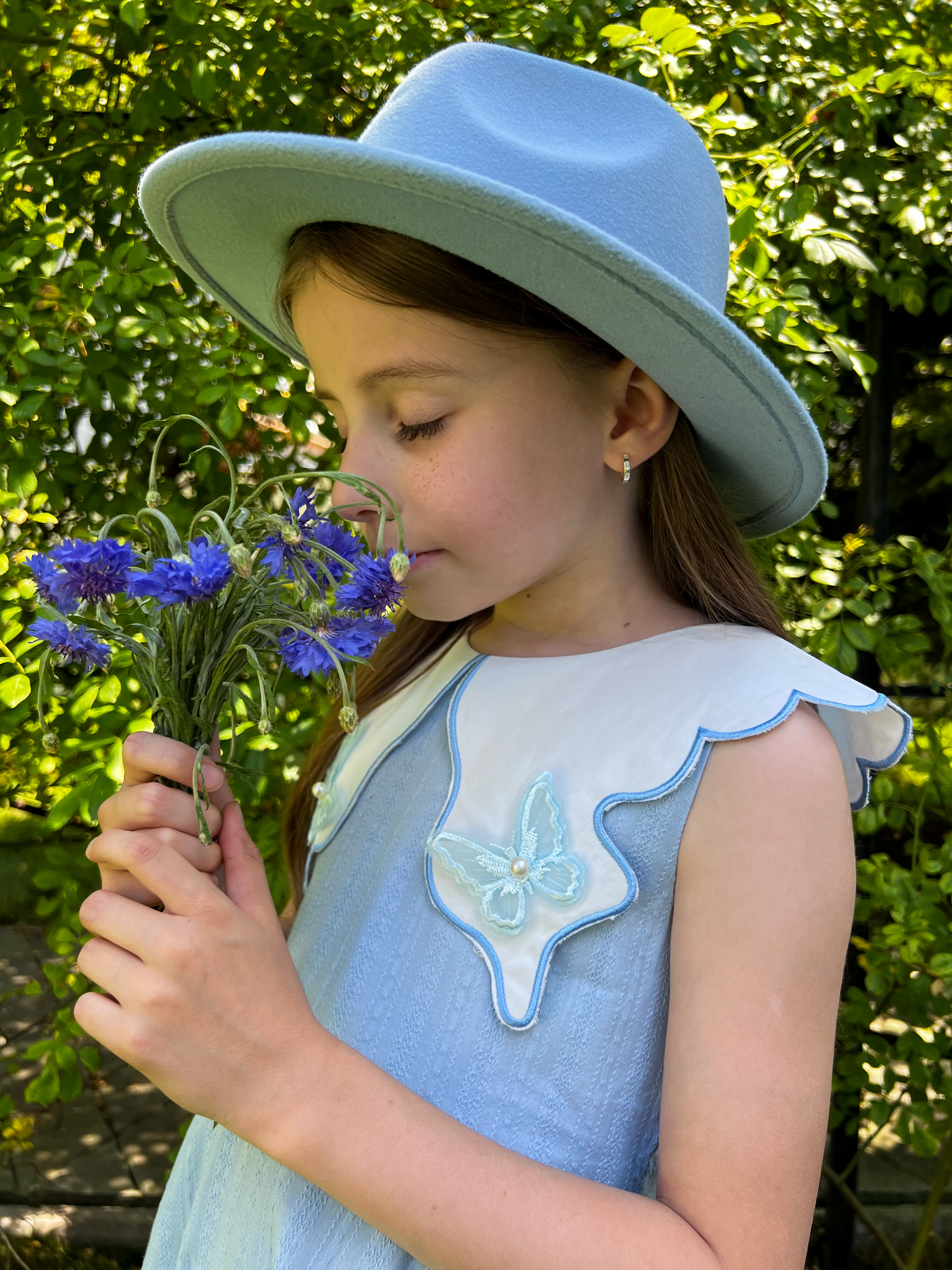 thumbnail video image 2 of Girls Dress Blue Butterfly Flowy Swing Casual Sundress Sleeveless 5 Years, 2 of 9