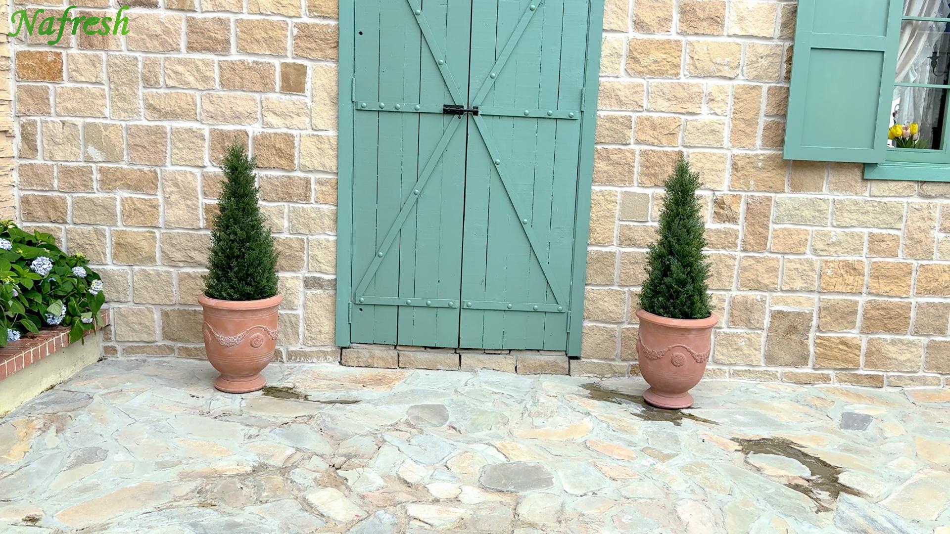 thumbnail video image 2 of Nafresh 3ft UV Resistant Artificial Topiary Trees Outdoor with Full & Realistic Leaves, 35in Faux Cedar Tree for Outdoor and Indoor Decor, 2Pack, 2 of 10