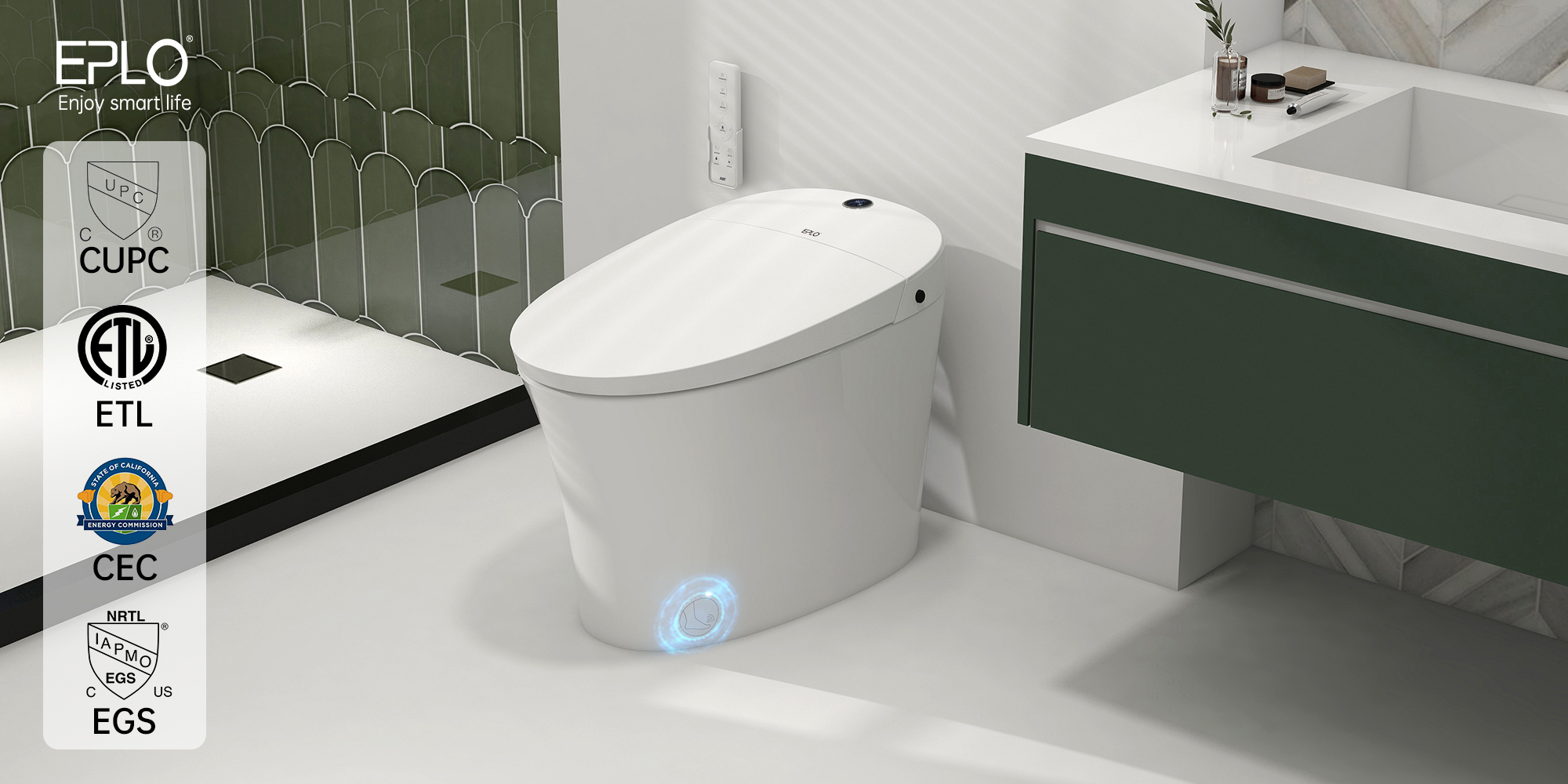 thumbnail video image 2 of EPLO Smart Toilet,One Piece Bidet Toilet,Dual Auto Flush,Foot Sensor Operation,Modern Elongated Toilet, 2 of 12