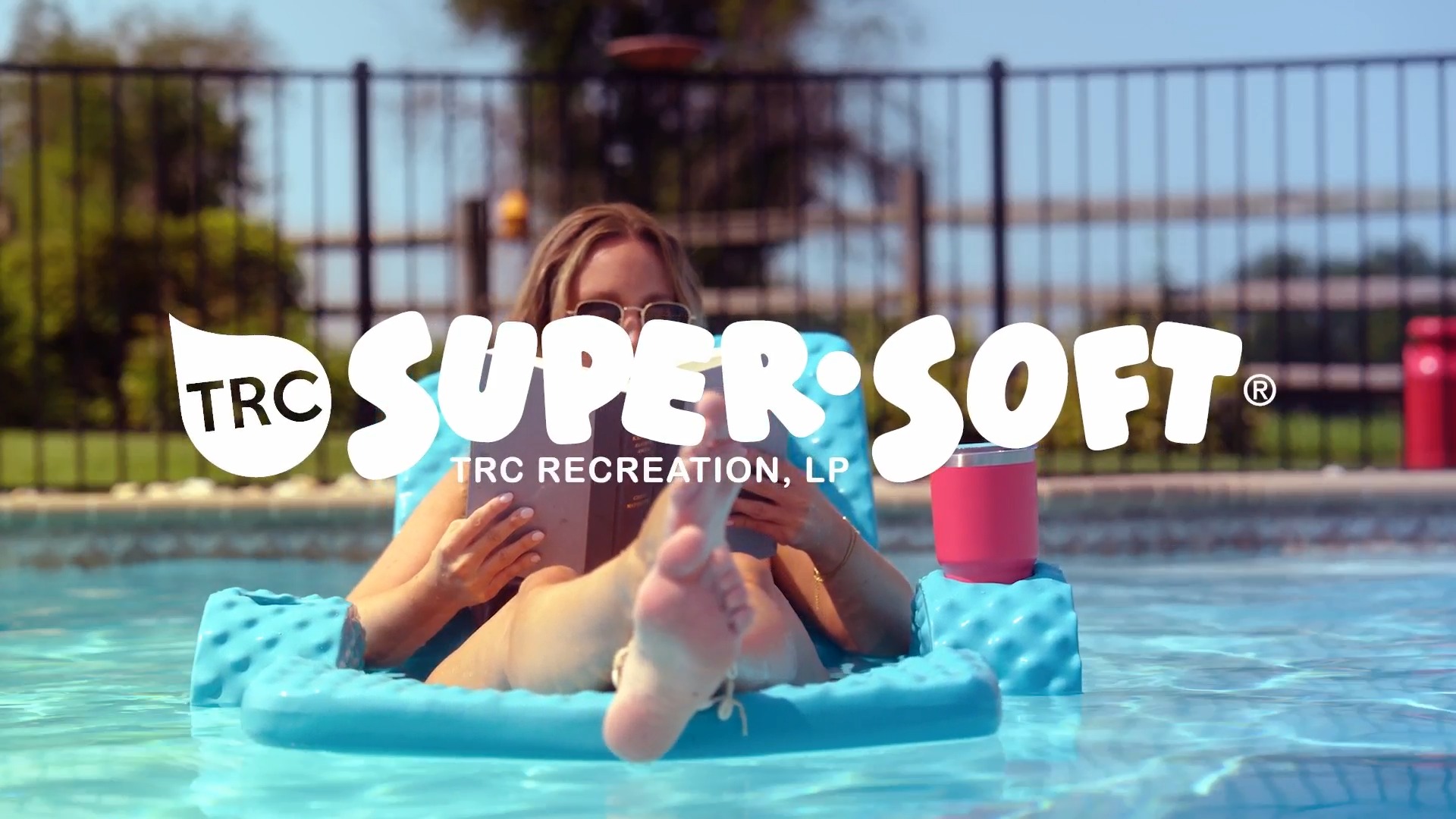 thumbnail video image 2 of TRC Recreation Super Soft Adjustable Pool Recliner Float, Marina Blue, 2 of 8