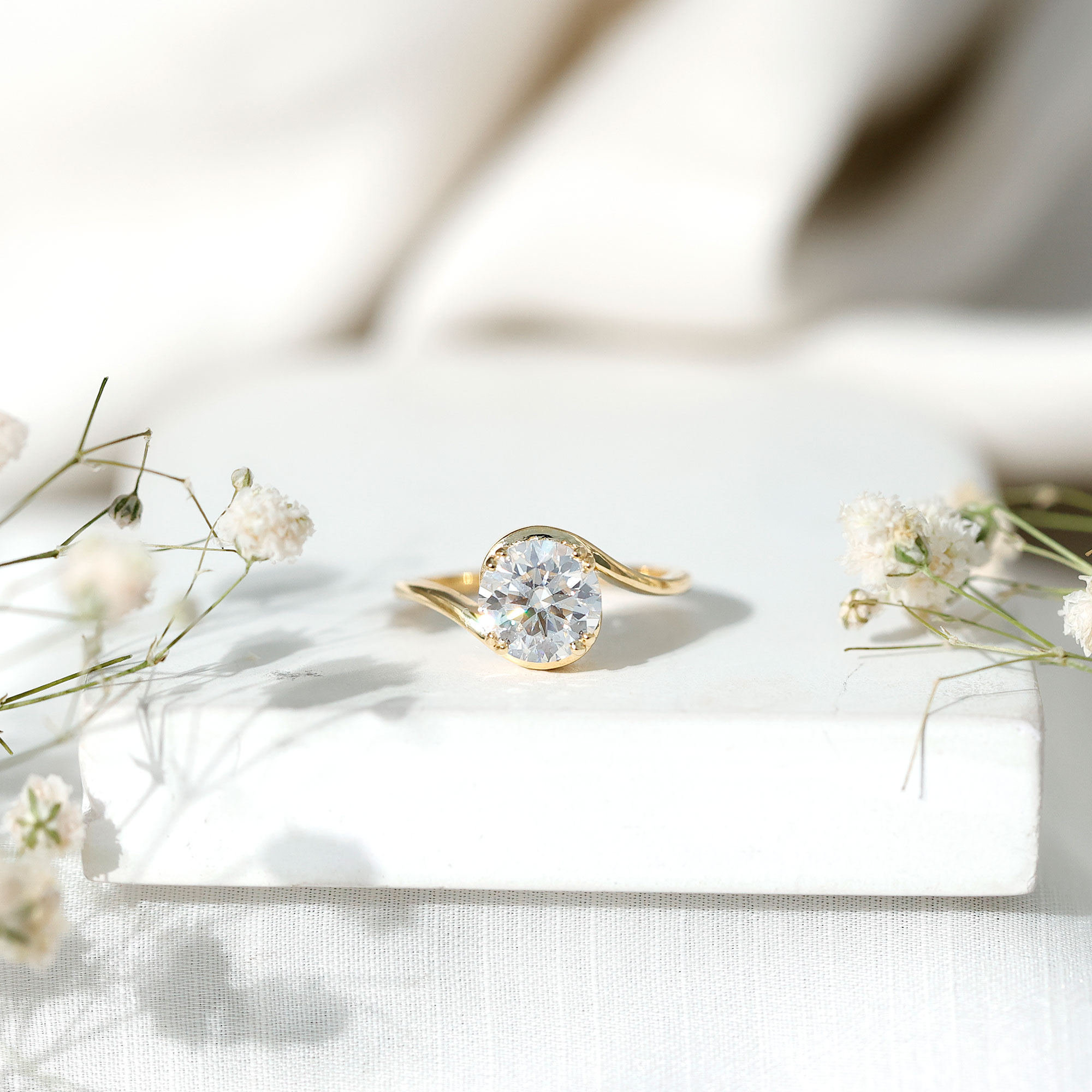 thumbnail video image 2 of Rosec Jewels Lab Created Diamond Engagement Ring 2 Carat - 8 mm Round Solitaire Bypass Ring - Ef-Vs Quality, 925 Sterling Silver, US 4.00, 2 of 9