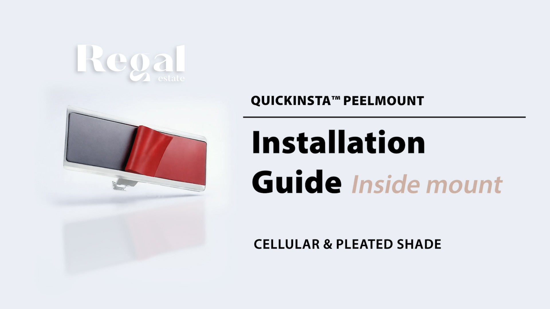 thumbnail video image 2 of REGAL estate, QuickInsta PeelMount No Drill No Tool Cordless1.5" Light Filtering Cellular Shades, 18"W x 48"H, Ivory, 2 of 9