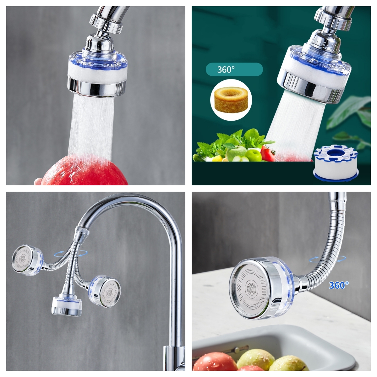 thumbnail video image 2 of IMMEKEY Sink Water Faucet, 360° Rotating Efficiently Improve Water Quality Kitchen Tap Filtration Removes Chlorine Fluoride Heavy Metals Hard Water for Home Bathroom & Kitchen, 2 of 14