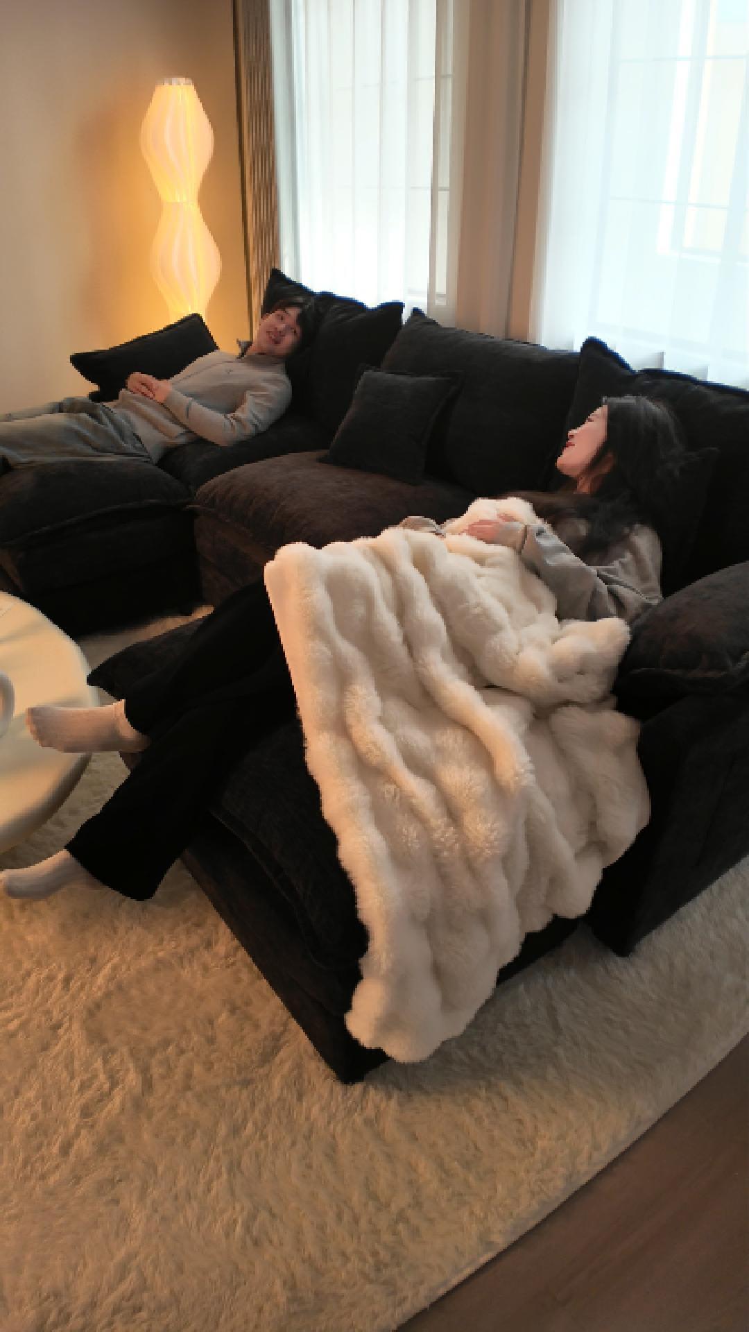thumbnail video image 2 of LAKPS 3-Seat Sectional Sofa Couch, Cloud-Style Deep Seating Sleeper Sofa with Included Throw Pillows, Chenille Fabric Upholstery, Modern Living Room Sofa, Black, 2 of 8