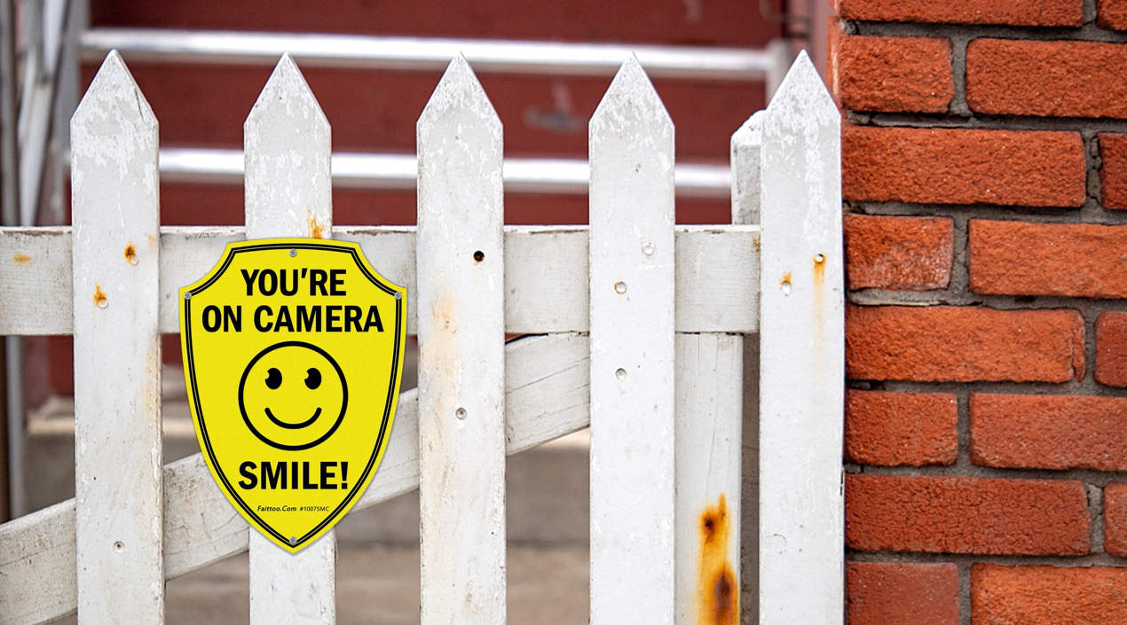 Faittoo Smile You're On Camera Sign, Video Surveillance Signs Outdoor ...