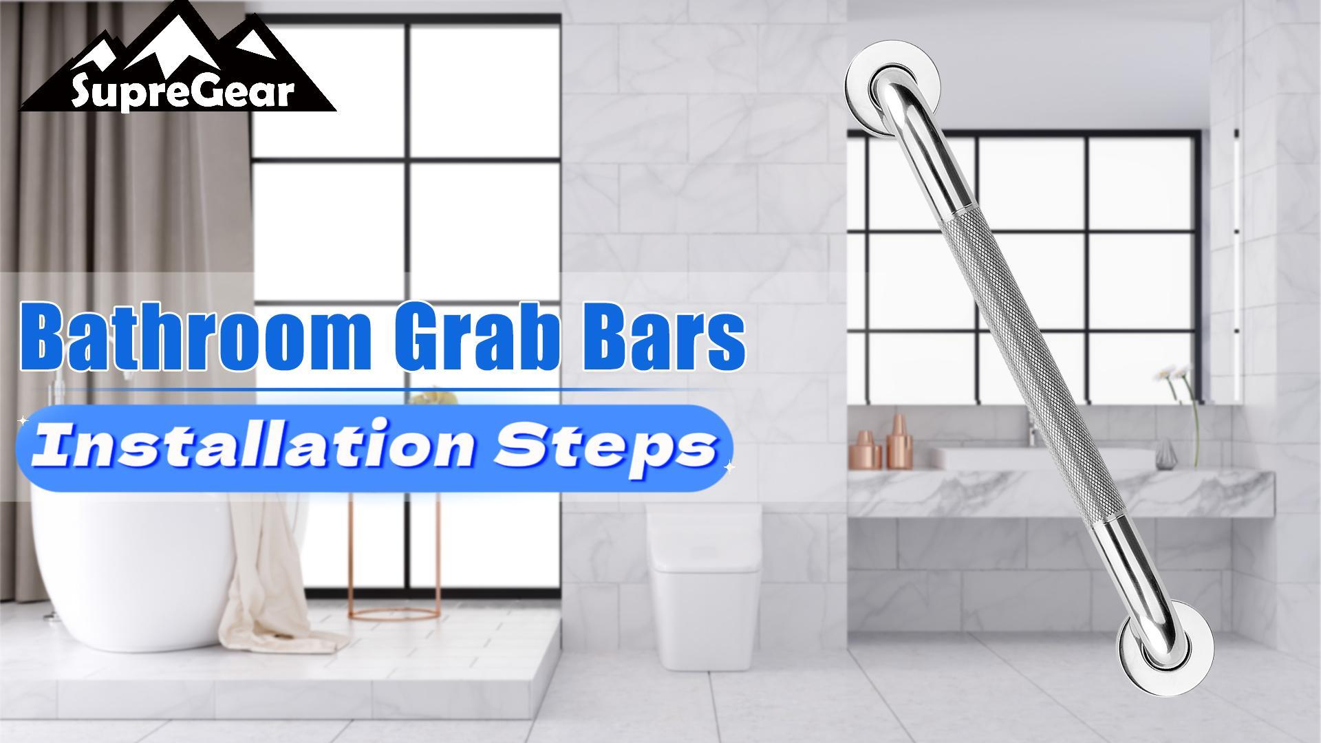 thumbnail video image 2 of SupreGear 14 in Wall Mounted Grab Bars for Bathtubs and Showers, Anti Slip Stainless Steel Safety Handle, 2 of 8
