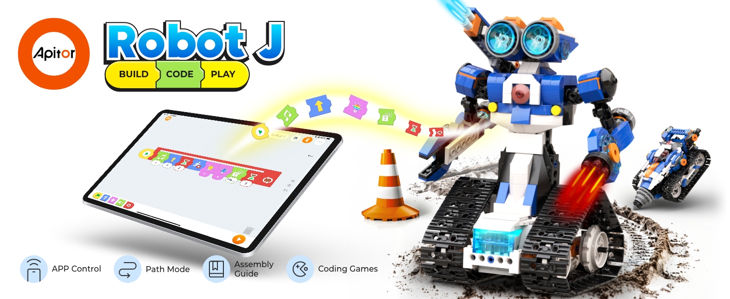 Apitor Robot J Robot Building Kit for Kids Ages 7-12, 6-in-1 STEM ...