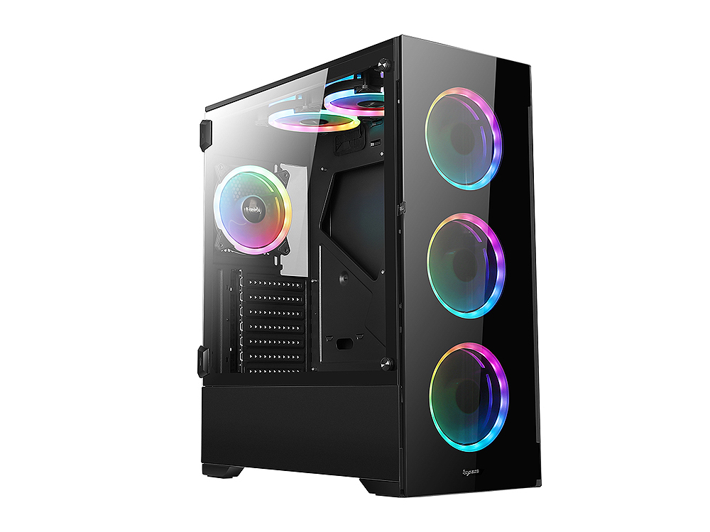 thumbnail video image 2 of Bgears b-Voguish-RGB (6 RGB Fans Included) Tempered Glass ATX Mid Tower Computer Case with USB 3.0 and Fan controller and Remote controller., 2 of 19