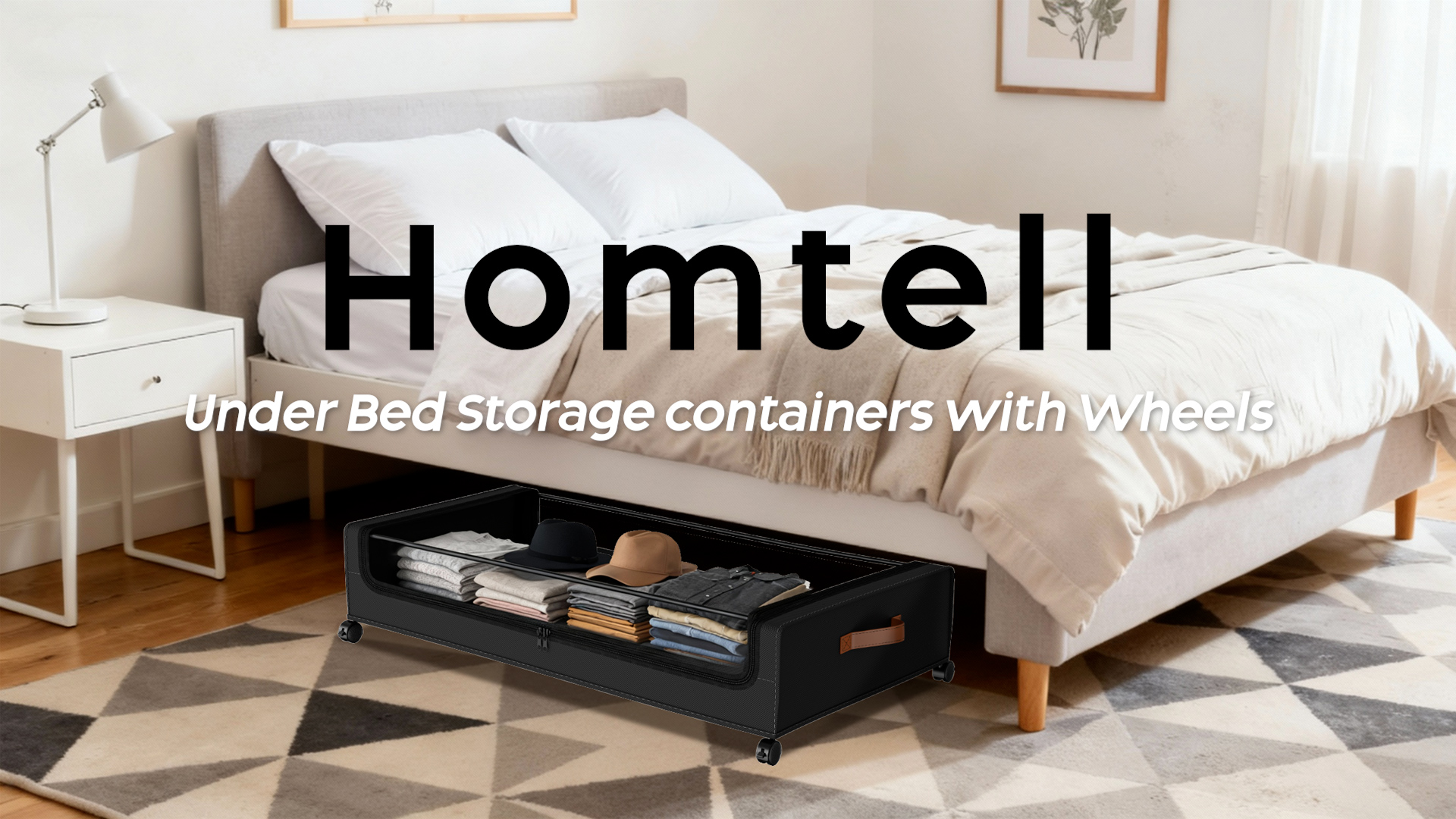2 Pack Large Capacity Under Bed Storage with Wheels, Collapsible ...