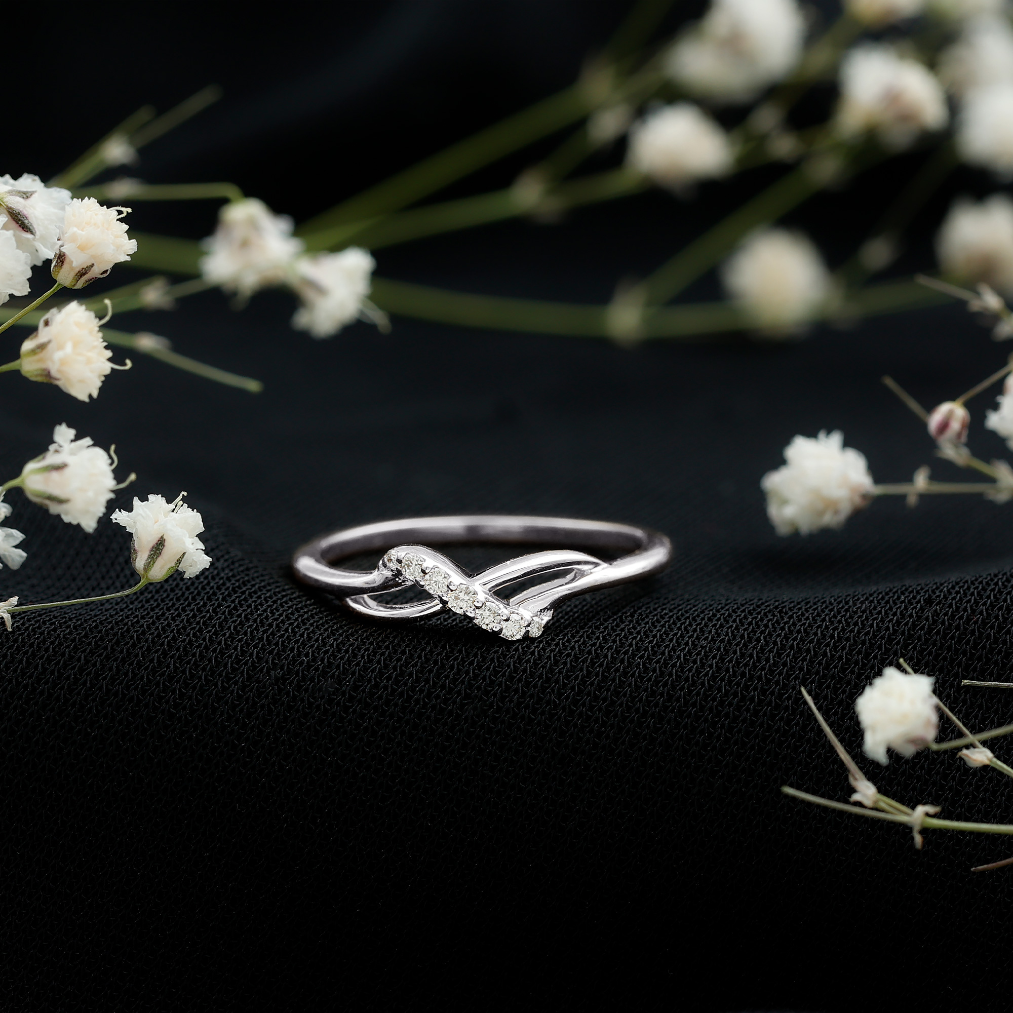 thumbnail video image 2 of Rosec Jewels Natural Diamond Infinity Promise Ring for Women (HI-SI Quality) Love Knot Ring - Ready to Gift for Valentines Day, 14K Yellow Gold, US 5.00, 2 of 7