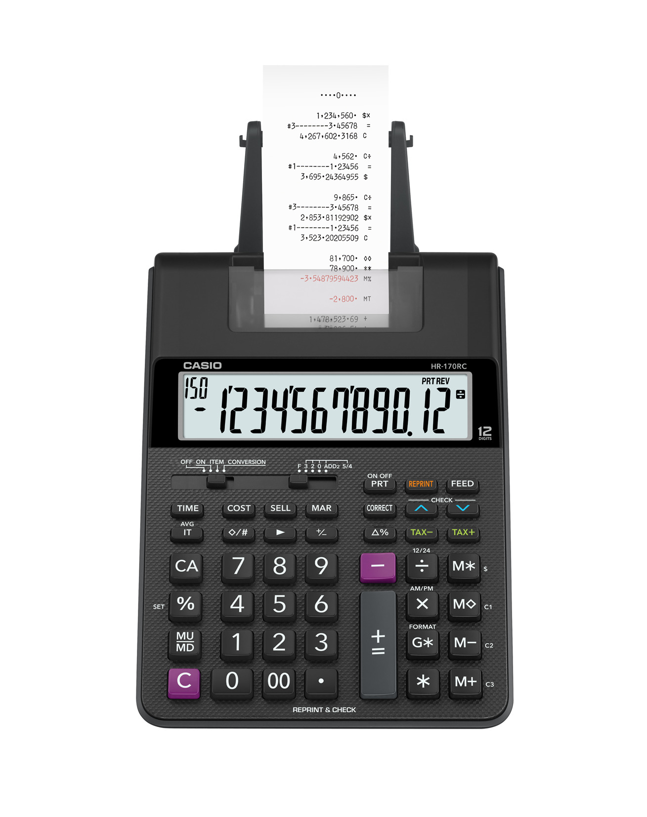thumbnail video image 3 of Casio HR-170RC Printing Calculator, Black with 12 Digit Display for Business and High School, 3 of 7