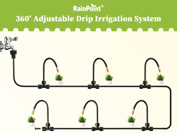 thumbnail video image 2 of RainPoint 50FT Drip Irrigation System, 15PCS 360° Brass Nozzles Garden Watering Kit for Greenhouse Lawn Raised Beds, 2 of 9